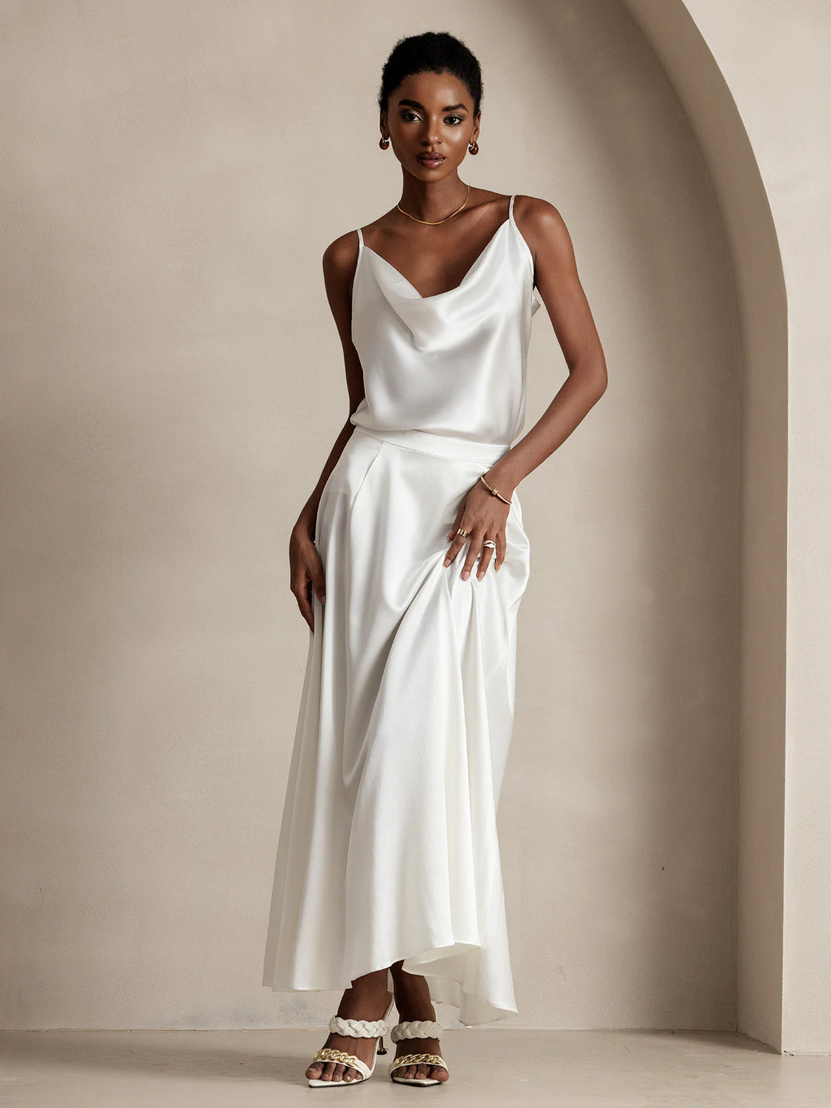 19Momme Silk A Line Maxi Skirt with Lining - Image 4