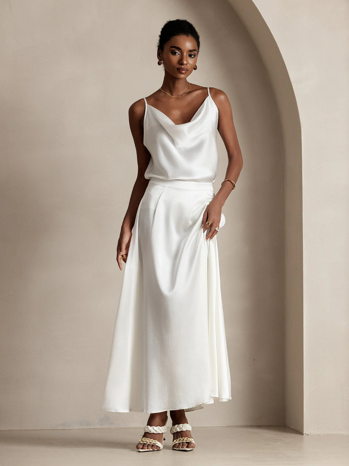 19Momme Silk A Line Maxi Skirt with Lining - Image 5