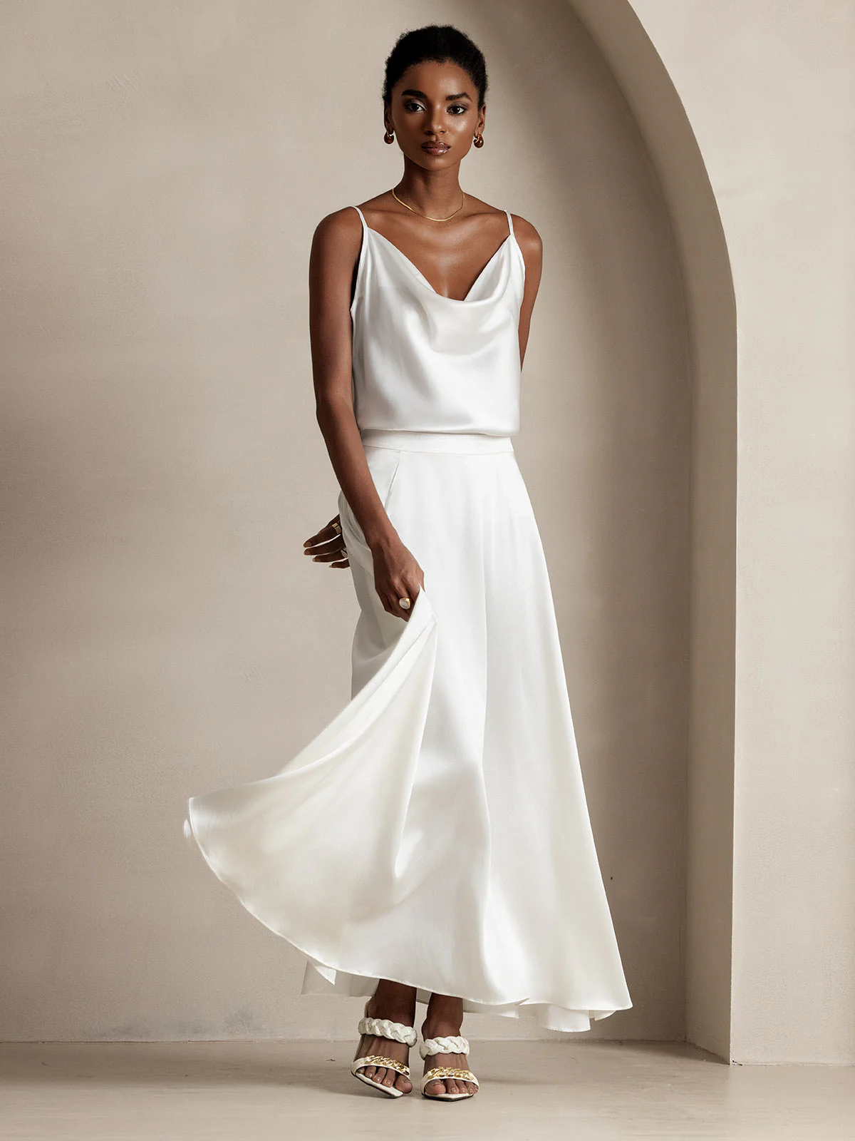 19Momme Silk A Line Maxi Skirt with Lining - Image 6
