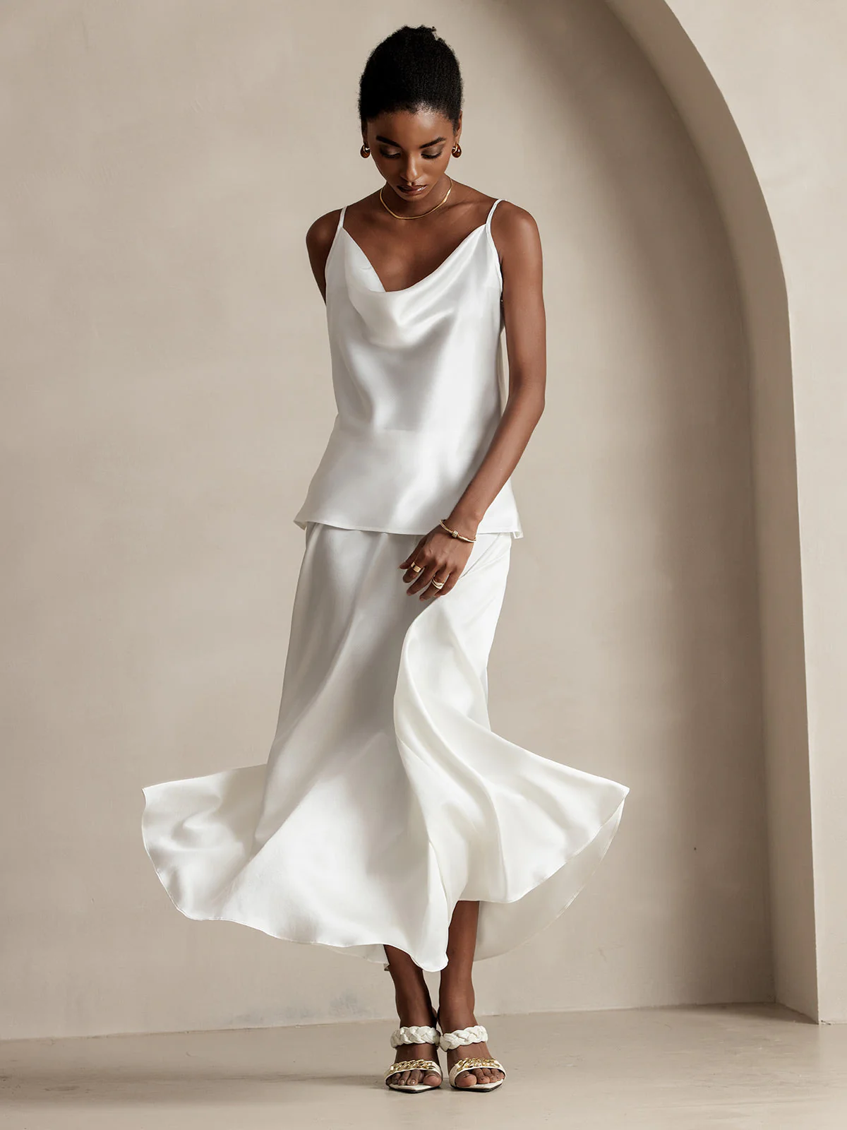19Momme Silk A Line Maxi Skirt with Lining - Image 7