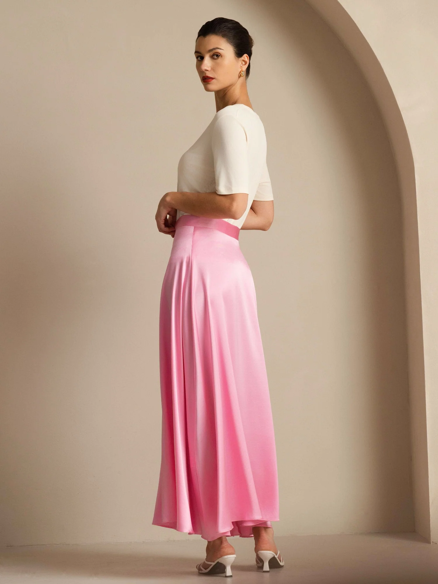 19Momme Silk A Line Maxi Skirt with Lining - Image 9