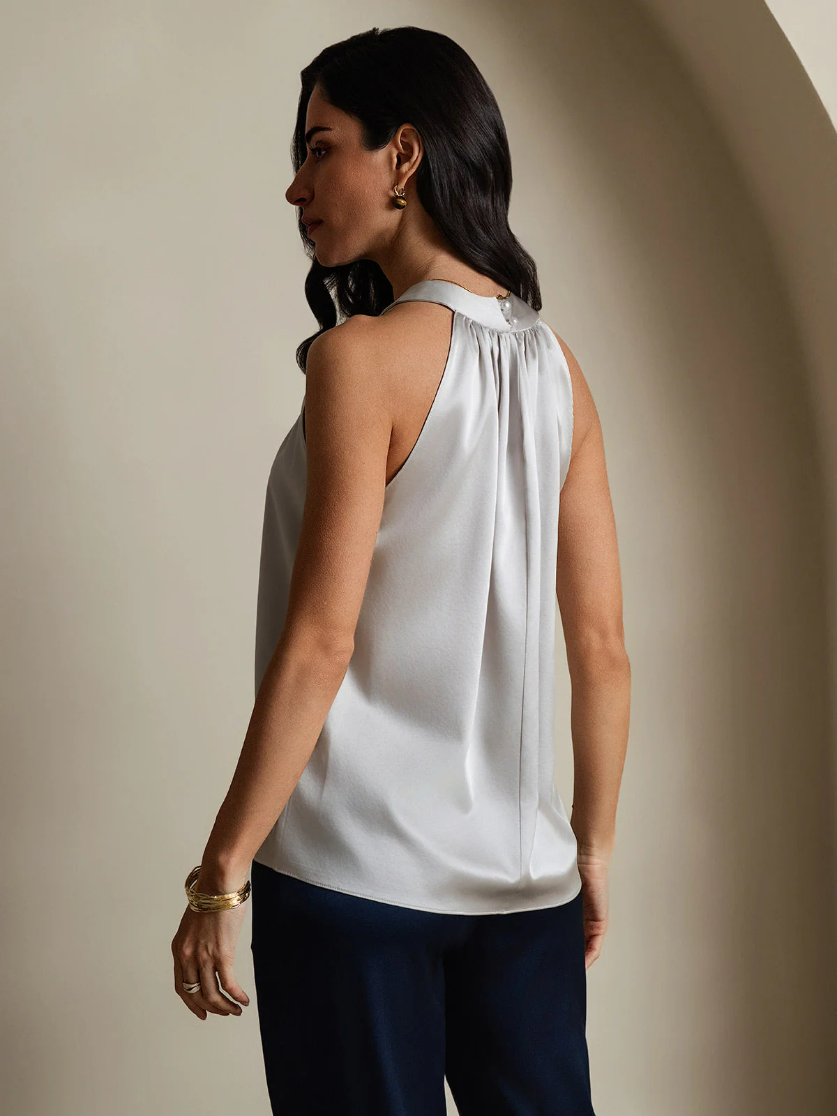 19Momme Silk Sleeveless Halter Neck Women's Top - Image 17