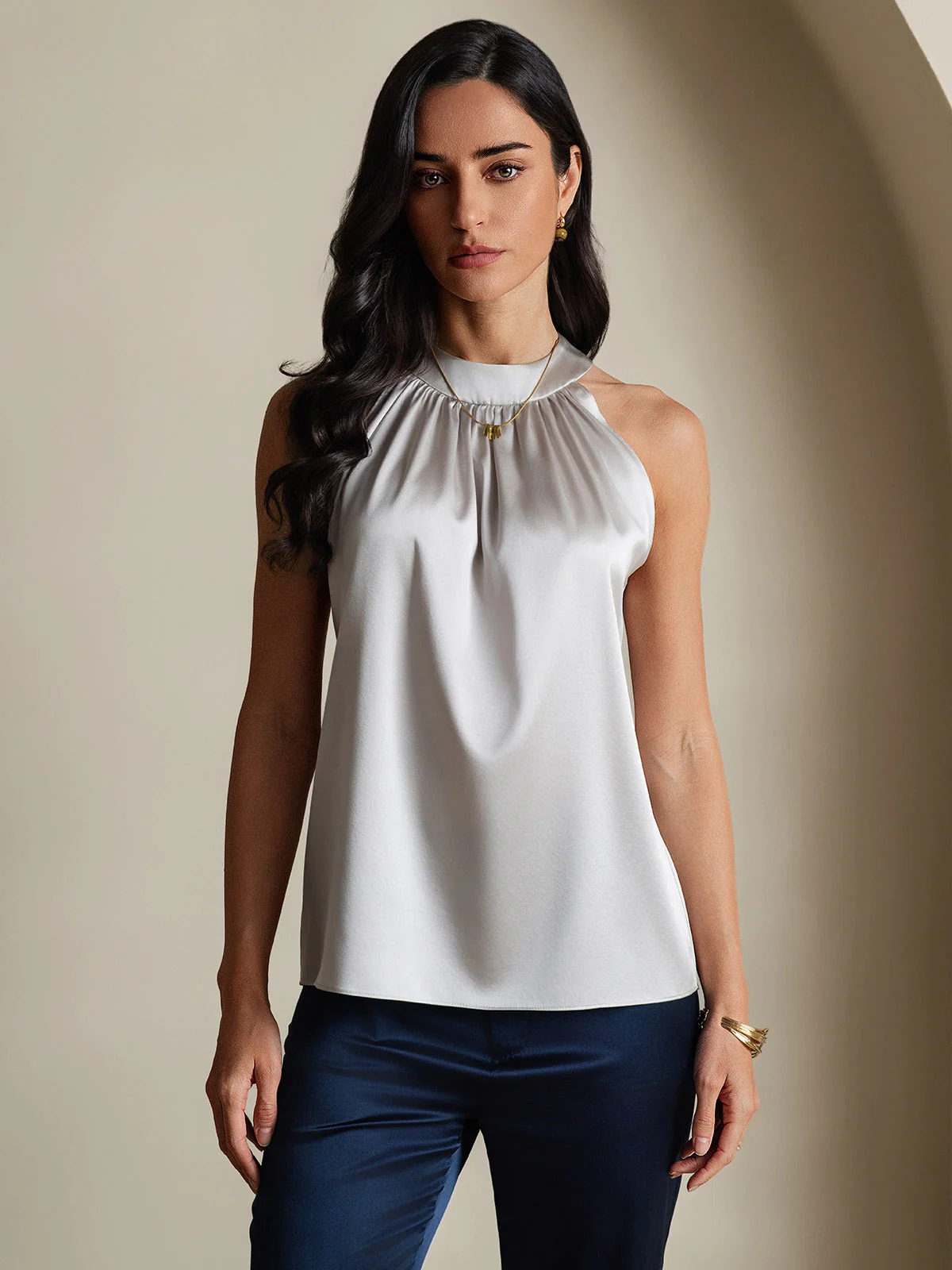 19Momme Silk Sleeveless Halter Neck Women's Top - Image 18
