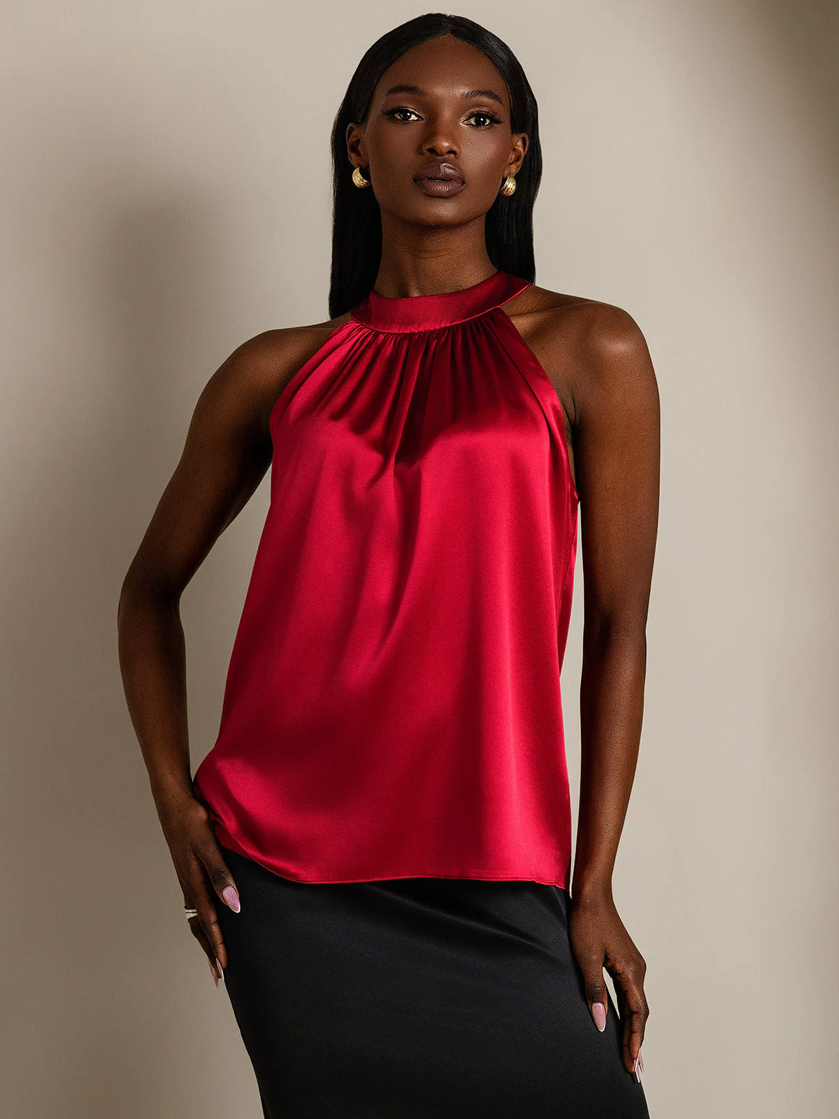 19Momme Silk Sleeveless Halter Neck Women's Top - Image 27