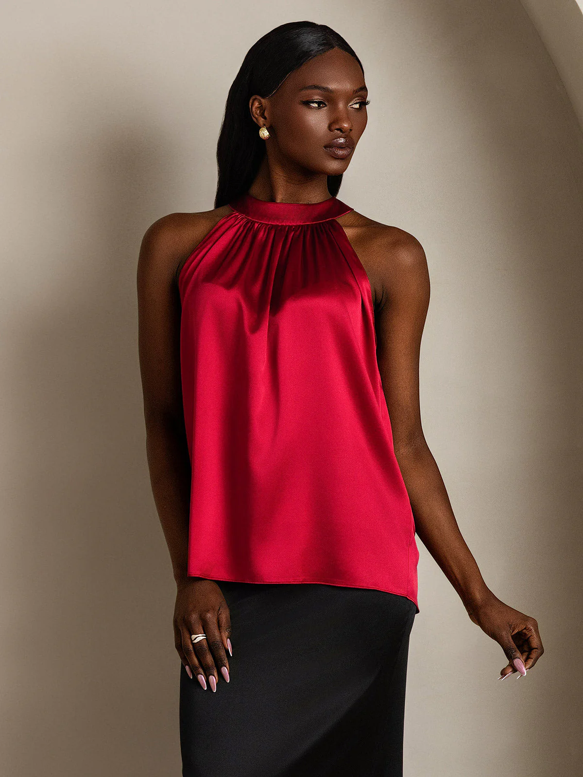 19Momme Silk Sleeveless Halter Neck Women's Top - Image 29