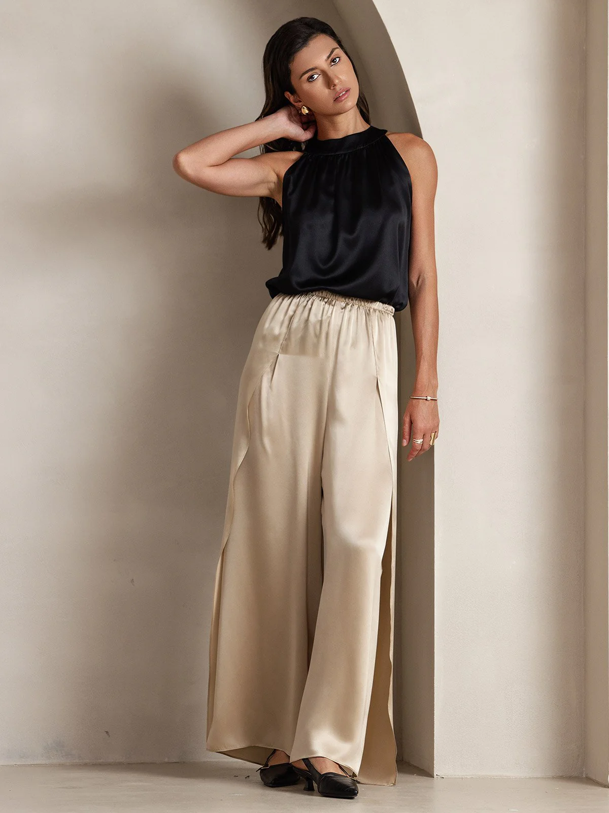 19Momme Silk Sleeveless Halter Neck Women's Top - Image 36