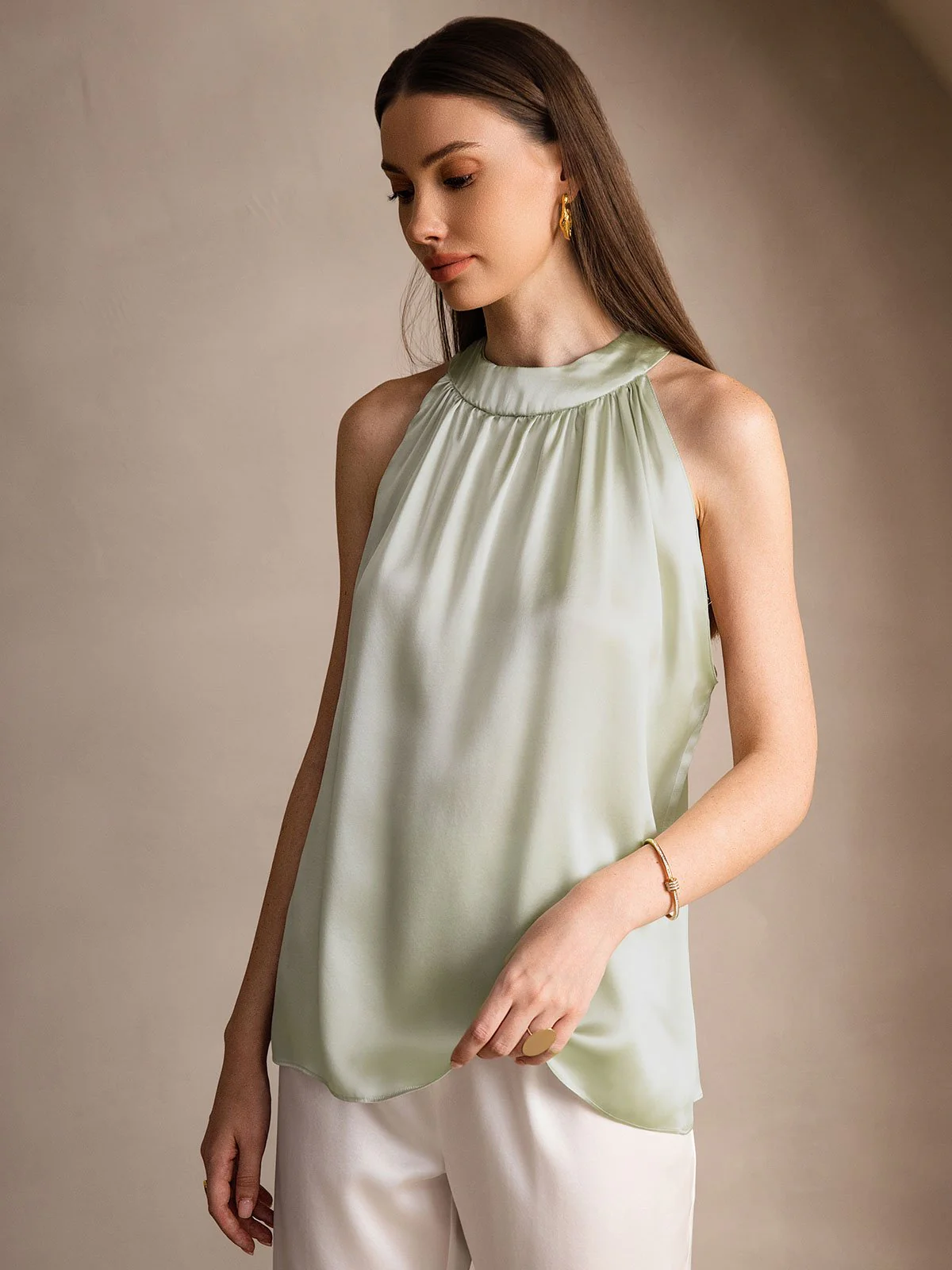 19Momme Silk Sleeveless Halter Neck Women's Top - Image 48