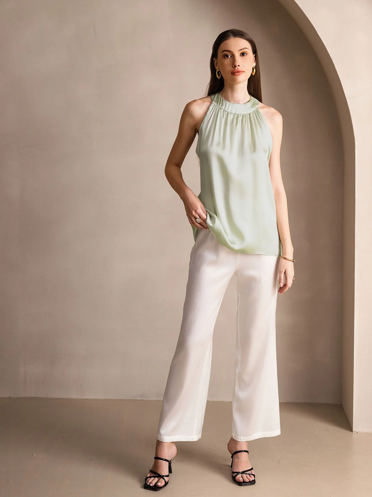 19Momme Silk Sleeveless Halter Neck Women's Top - Image 49