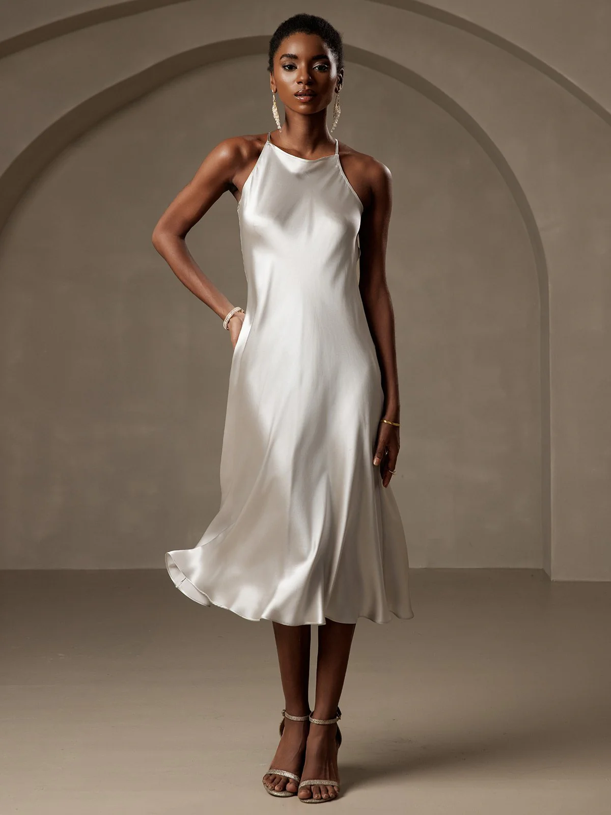 Clearance(Ships to UK Only) - 19Momme Silk Spaghetti straps Maxi Dress - Image 7