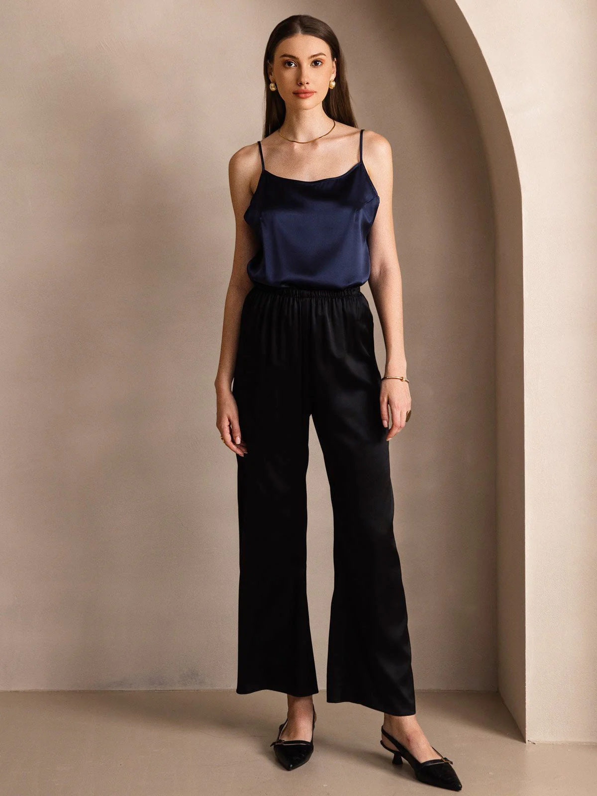 19Momme Silk Spaghetti Strap Round Neck Camisoles - Image 60
