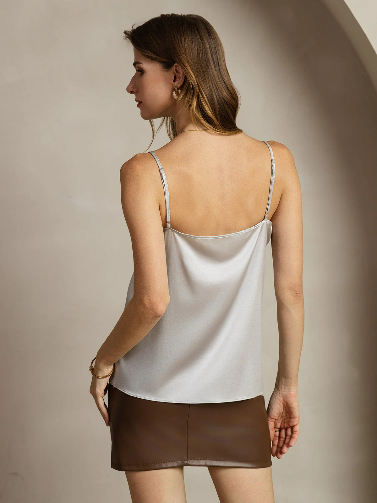 Clearance(Ships to UK Only) - 19Momme Silk Spaghetti Strap Round Neck Camisoles - Image 2