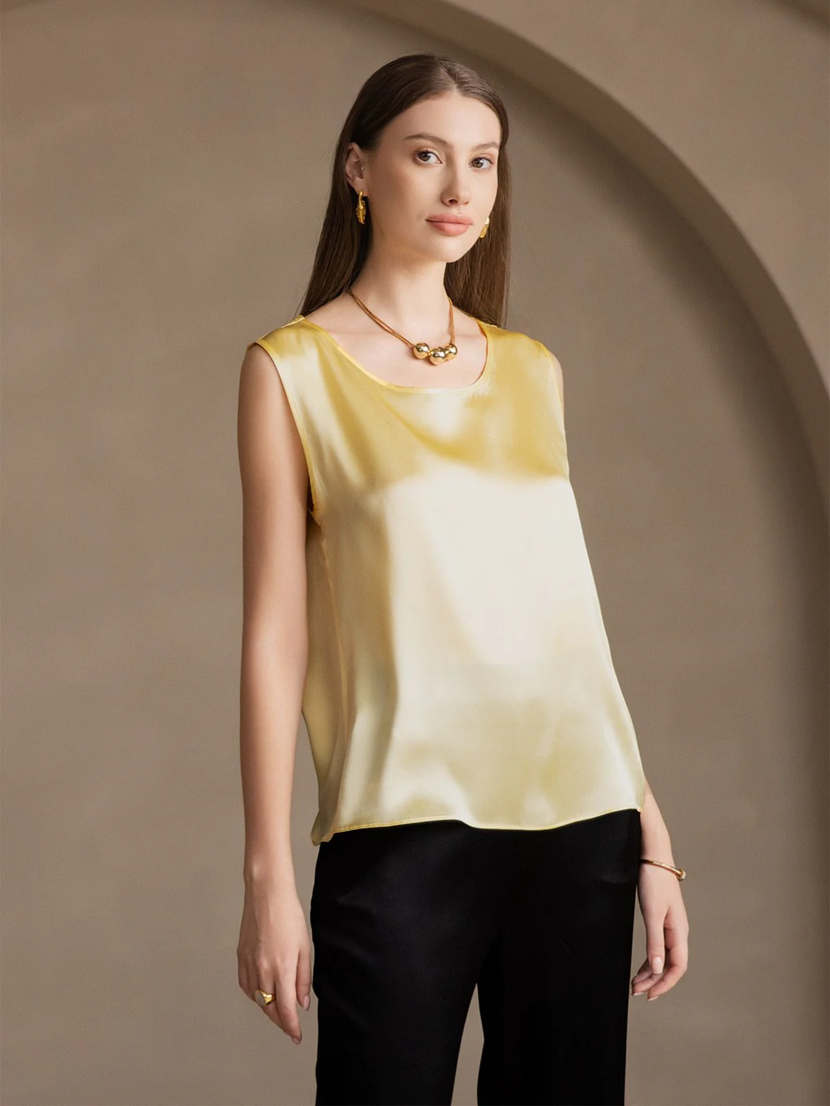 19Momme Silk Sleeveless Round Neck Women's Tank Top - Image 53