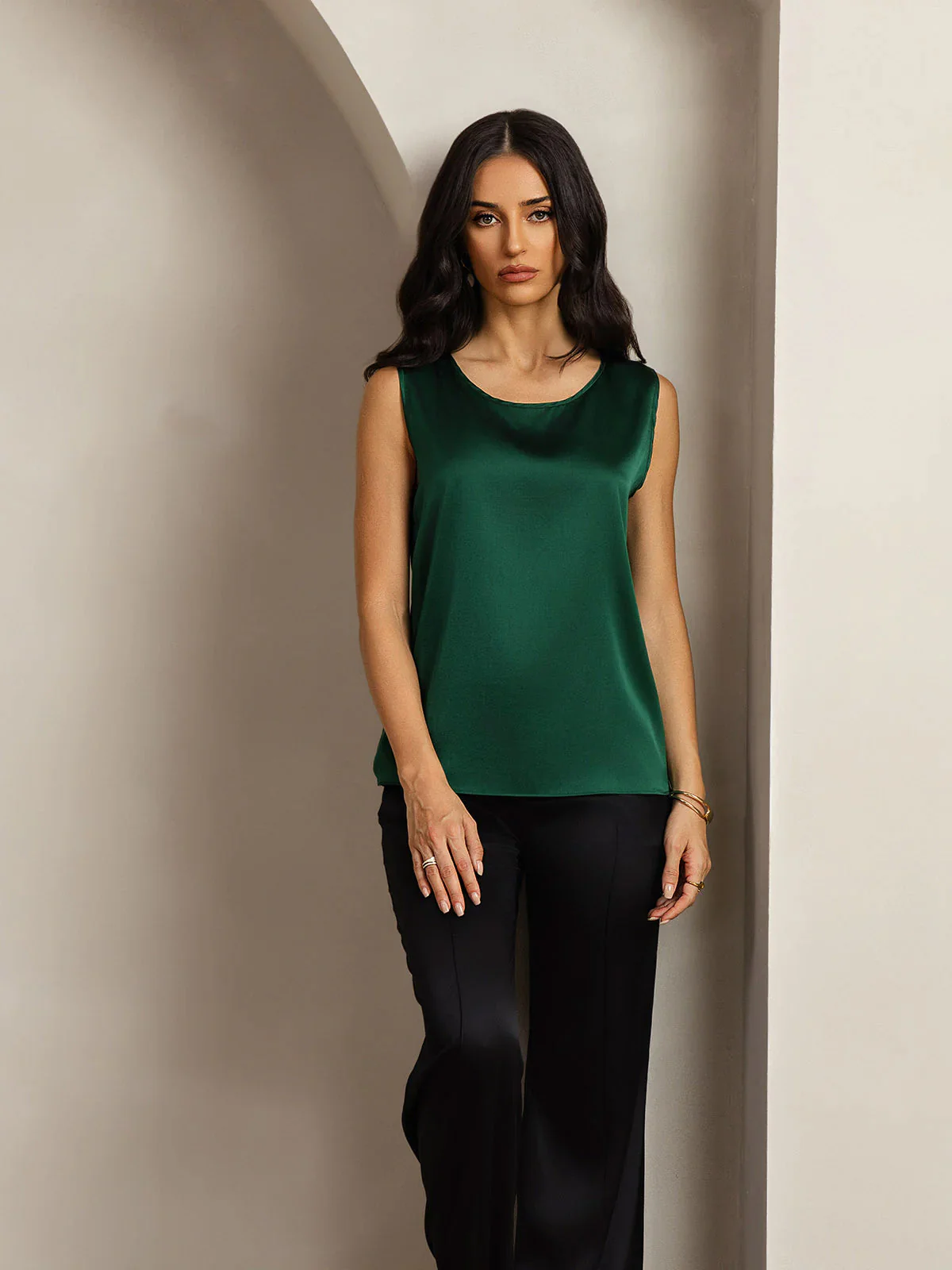 19Momme Silk Sleeveless Round Neck Women's Tank Top - Image 57