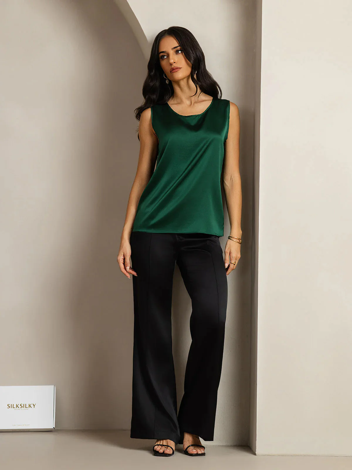 19Momme Silk Sleeveless Round Neck Women's Tank Top - Image 63