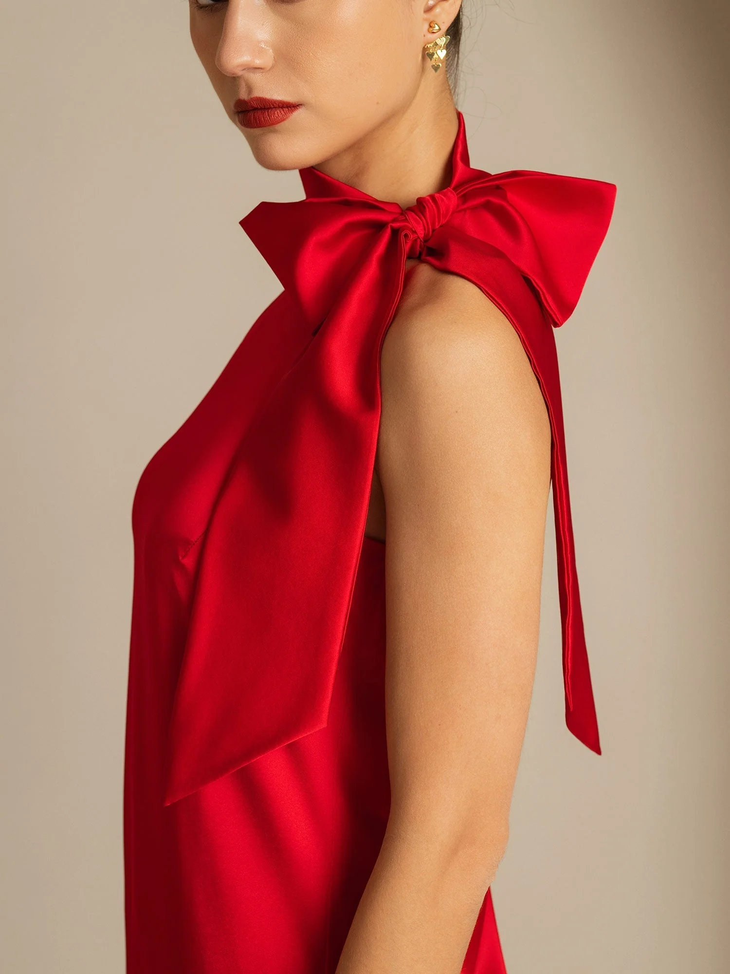 19Momme Silk Sleeveless Tie Neck Midi Dress - Image 12