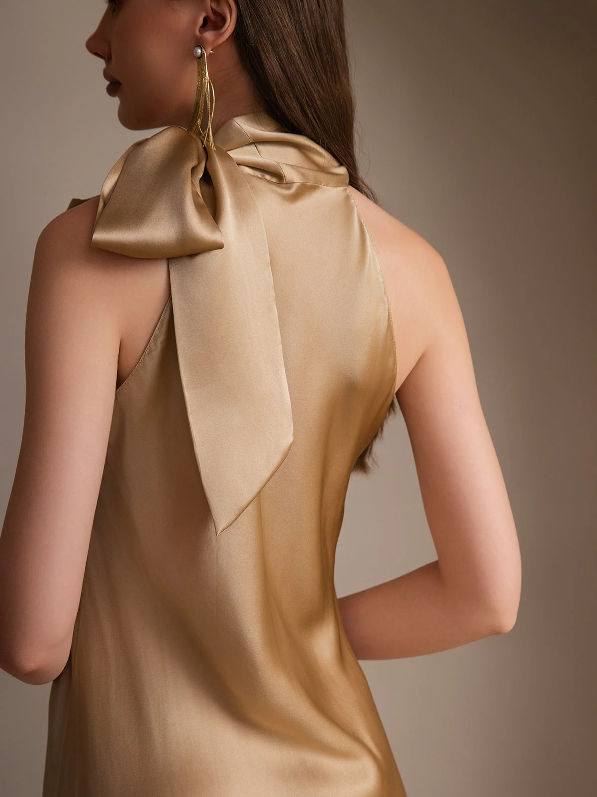 19Momme Silk Sleeveless Tie Neck Midi Dress - Image 34