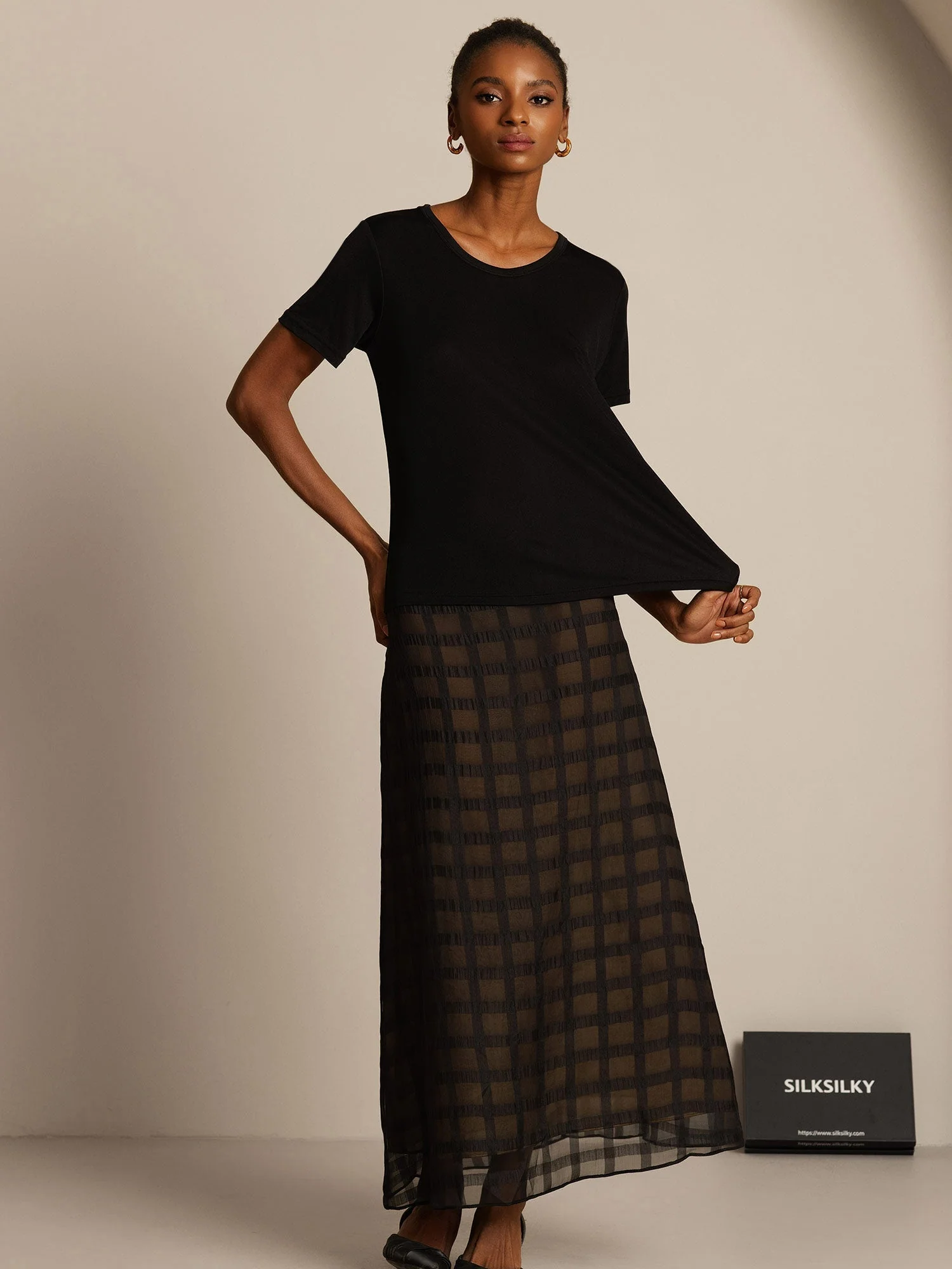 Pure Silk Jersey Short Sleeve Women's T-Shirt - Image 15