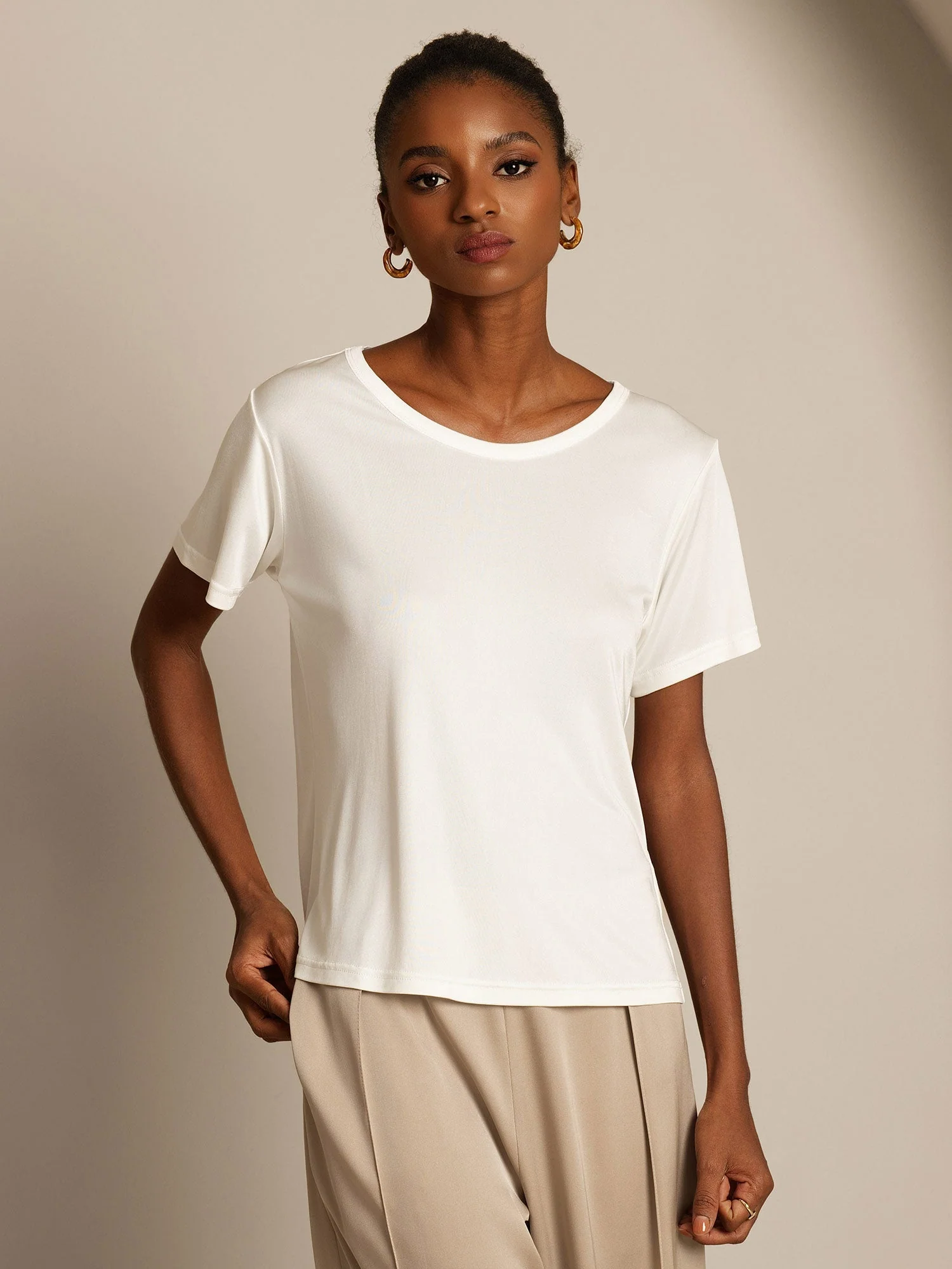 Pure Silk Jersey Short Sleeve Women's T-Shirt - Image 18