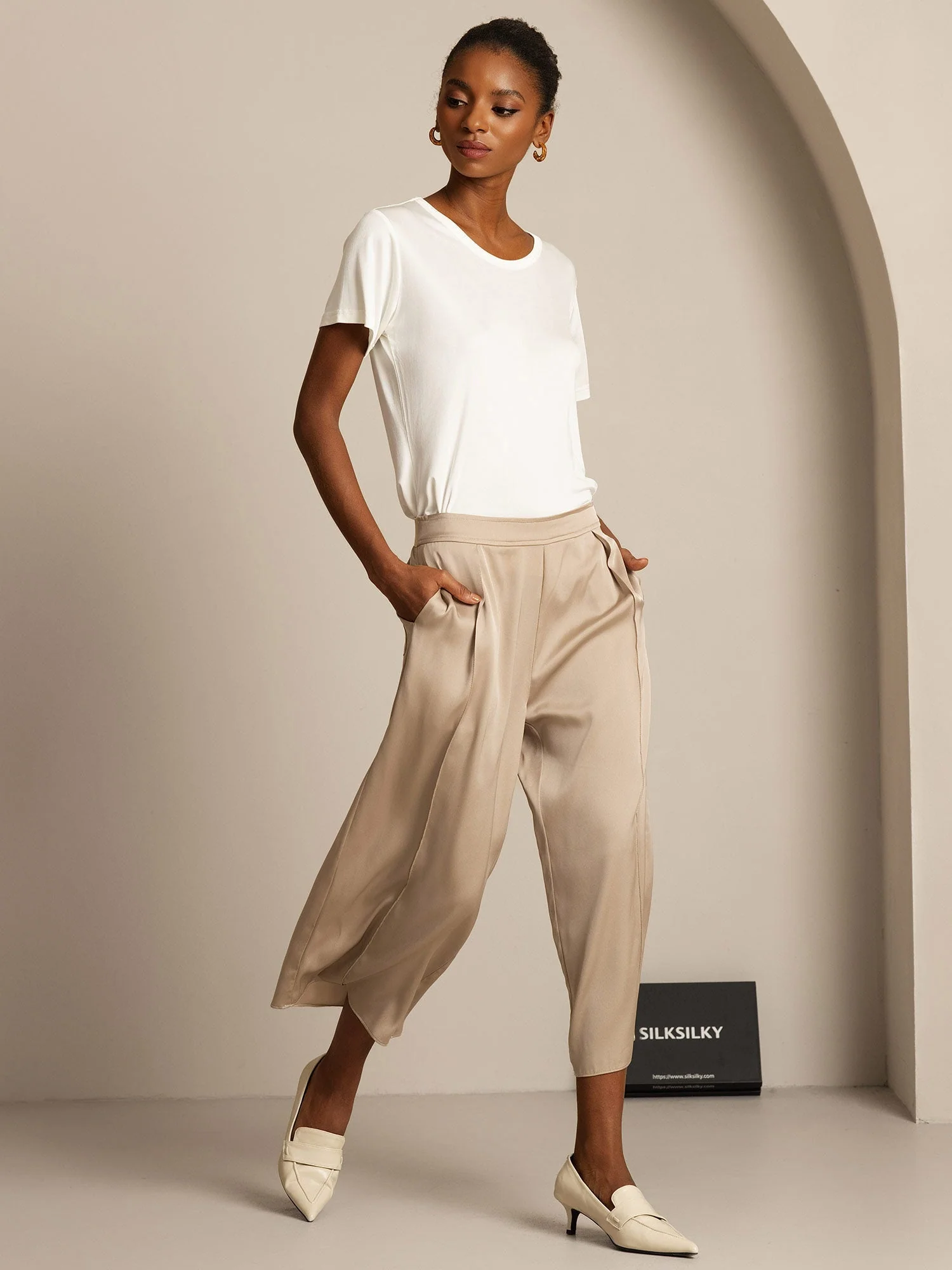 Pure Silk Jersey Short Sleeve Women's T-Shirt - Image 22