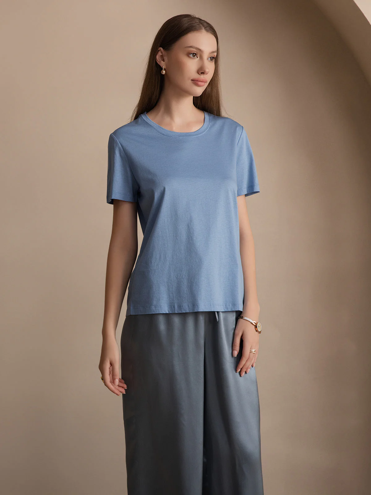 Pure Silk Jersey Short Sleeve Women's T-Shirt - Image 23