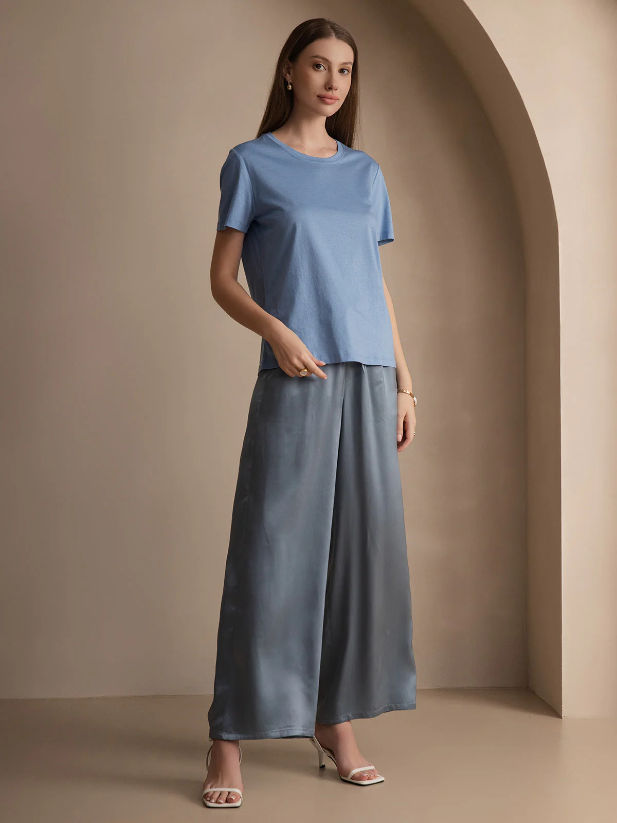 Pure Silk Jersey Short Sleeve Women's T-Shirt - Image 26