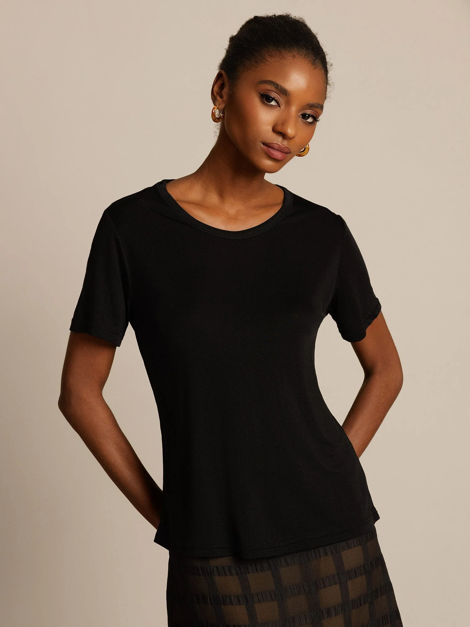 Pure Silk Jersey Short Sleeve Women's T-Shirt - Image 8