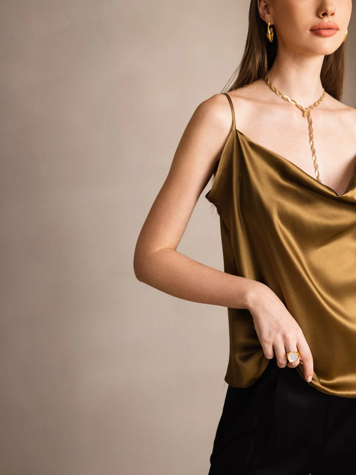 19Momme Silk Cowl Neck Camisoles - Image 20