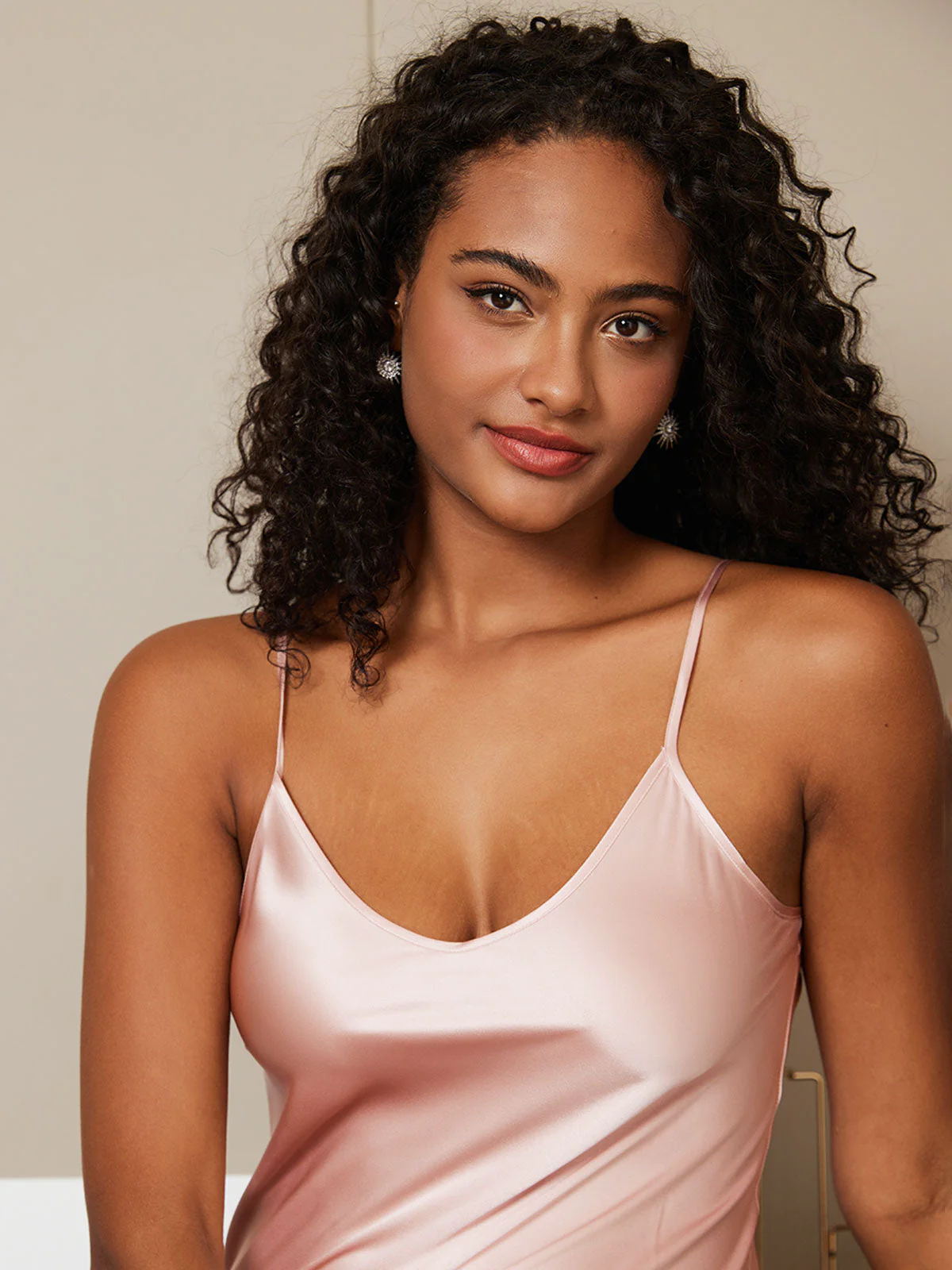 Women's Pure Silk Spaghetti Strap V-neck Midi Nightdress - Image 72