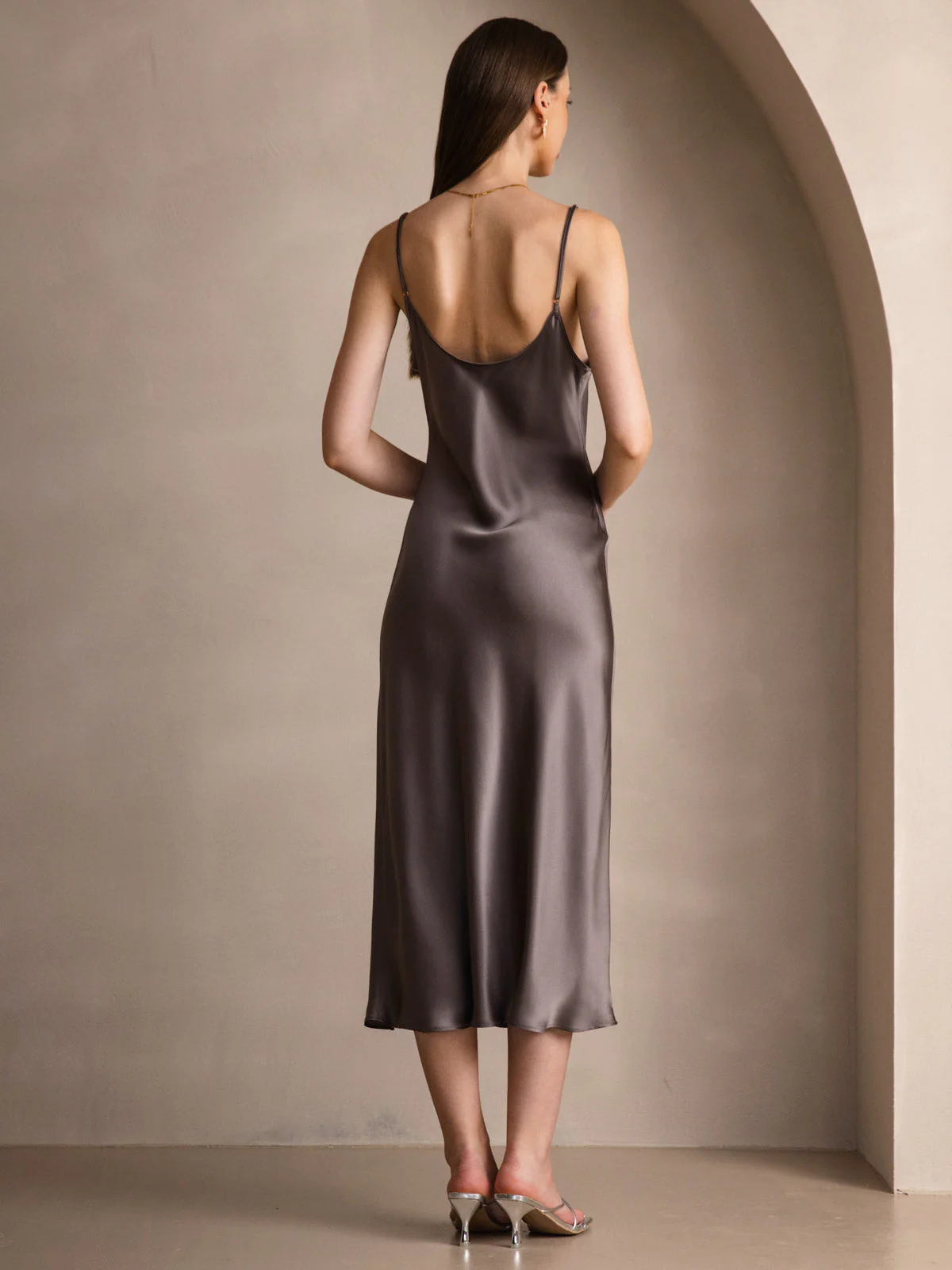 Pure Silk Spaghetti Strap Midi Dress - Image 39