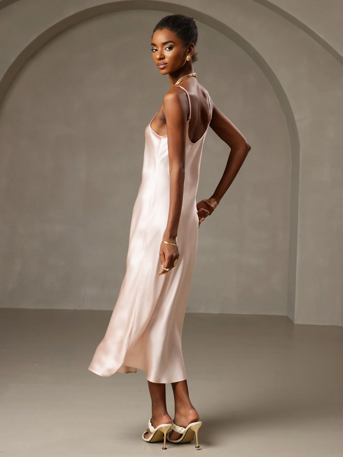 Pure Silk Spaghetti Strap Midi Dress - Image 52