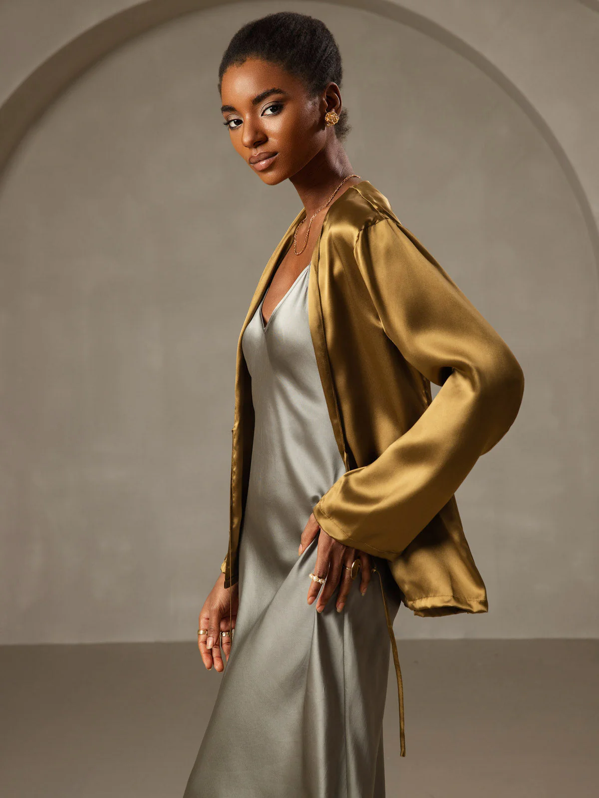 Pure Silk Spaghetti Strap Midi Dress - Image 61