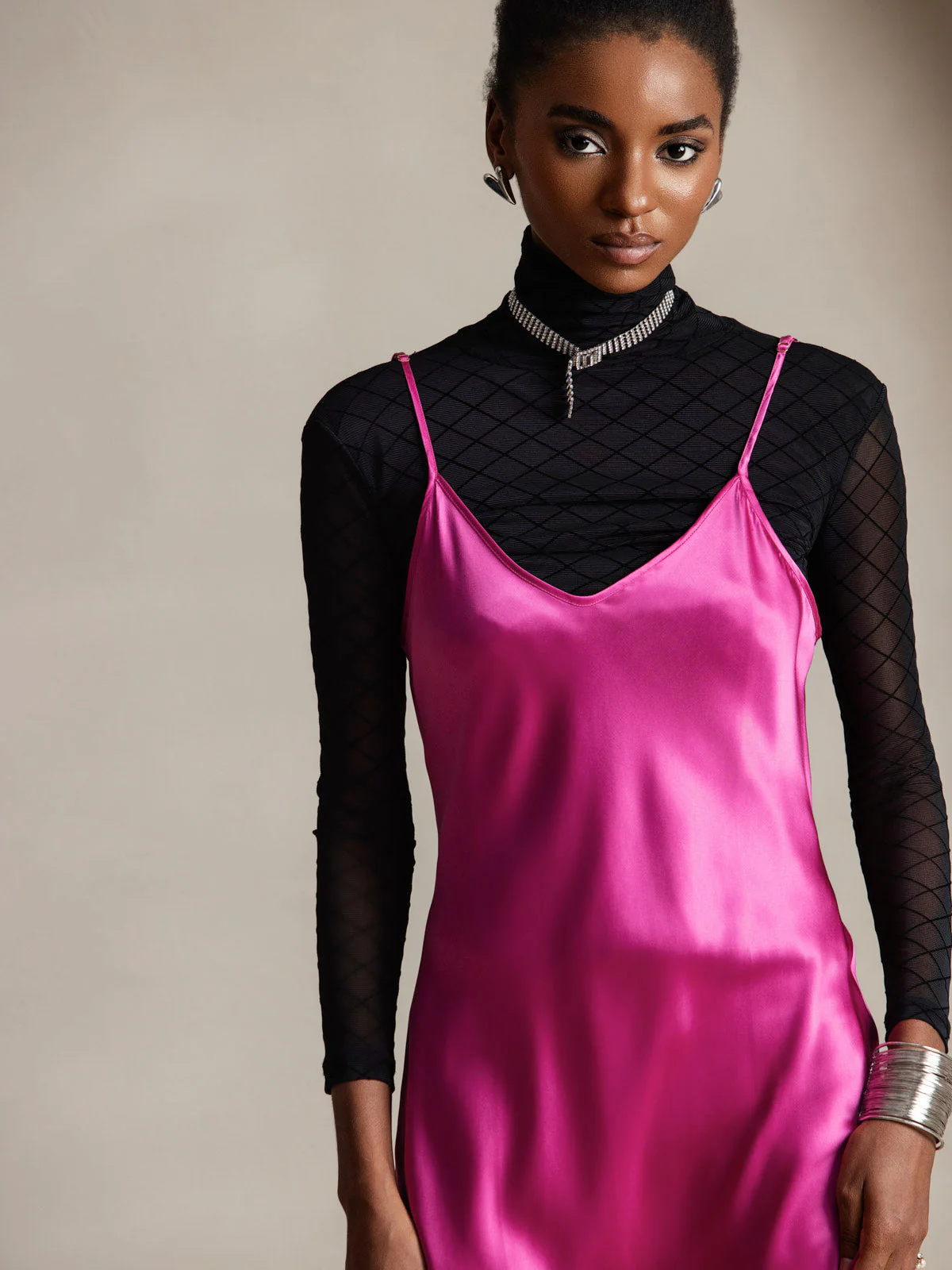 Pure Silk Spaghetti Strap Midi Dress - Image 64