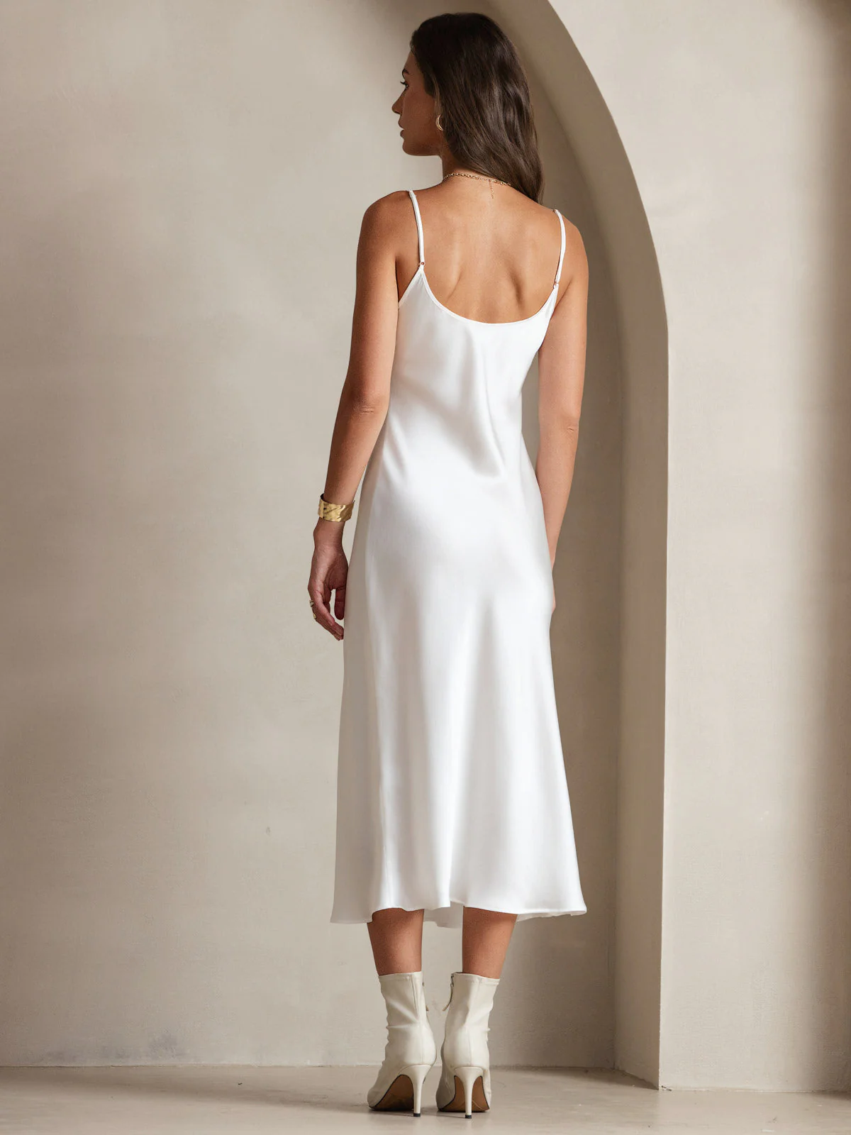 Pure Silk Spaghetti Strap Midi Dress - Image 81