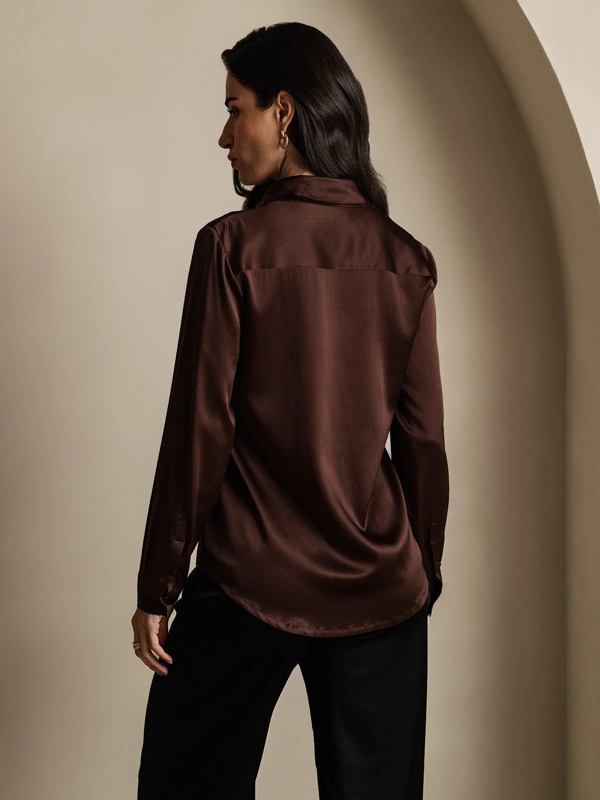 Clearance(Ships to UK Only) - 19Momme Silk Long Sleeve Lapel Collar Women's Shirt - Image 2