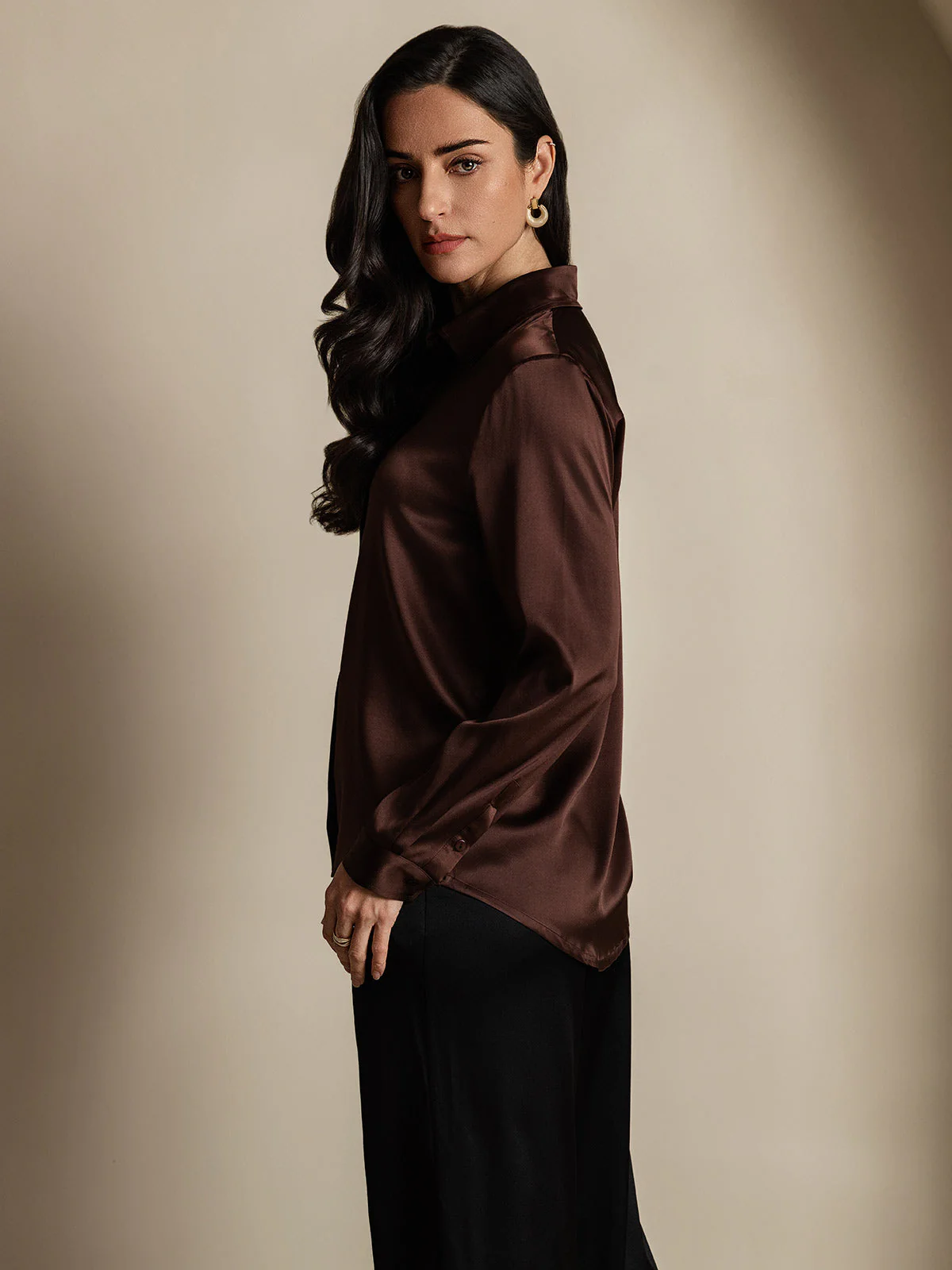 Clearance(Ships to UK Only) - 19Momme Silk Long Sleeve Lapel Collar Women's Shirt - Image 4