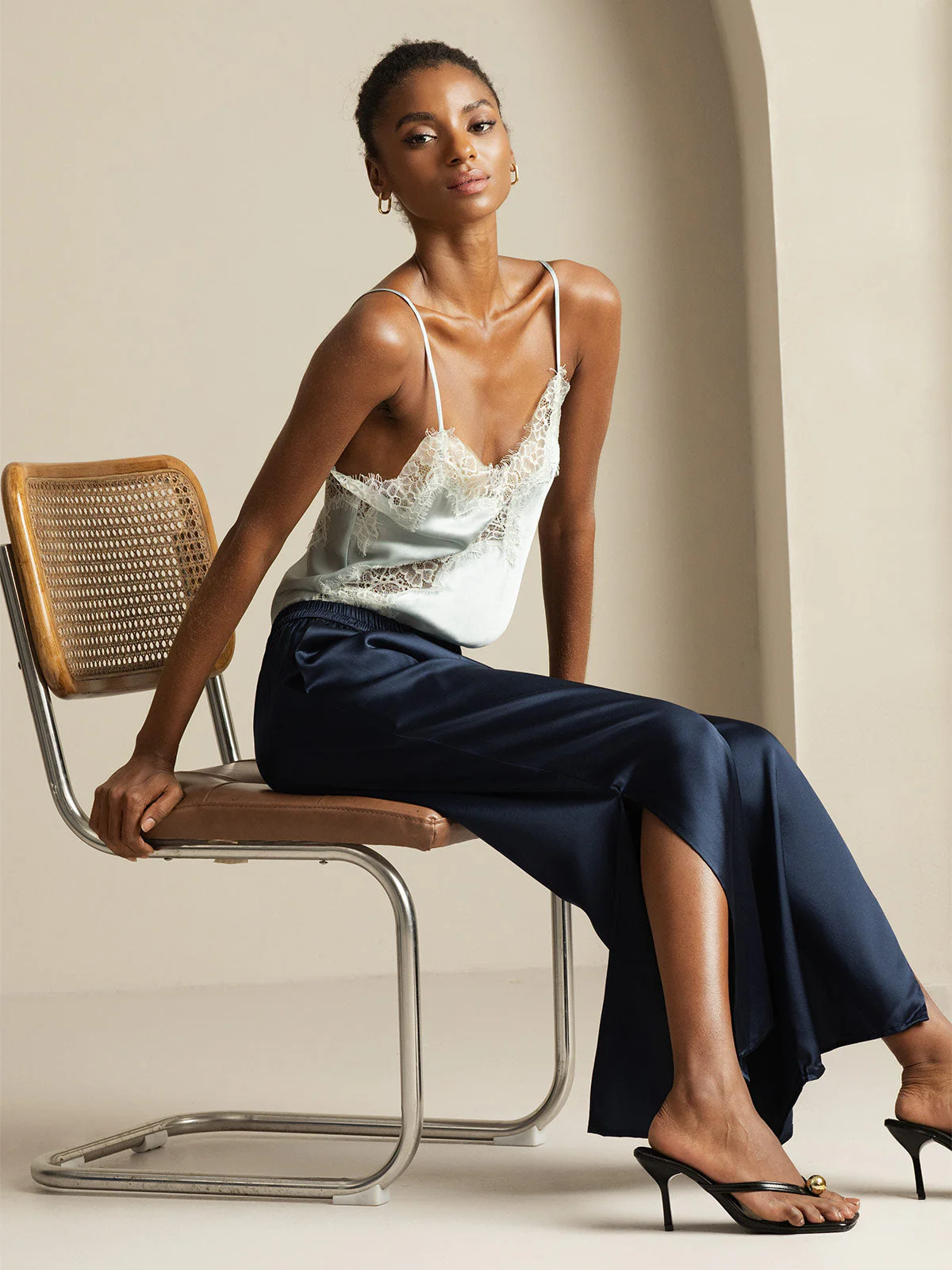 Women's 19Momme Silk Wide Leg Split Pants - Image 12