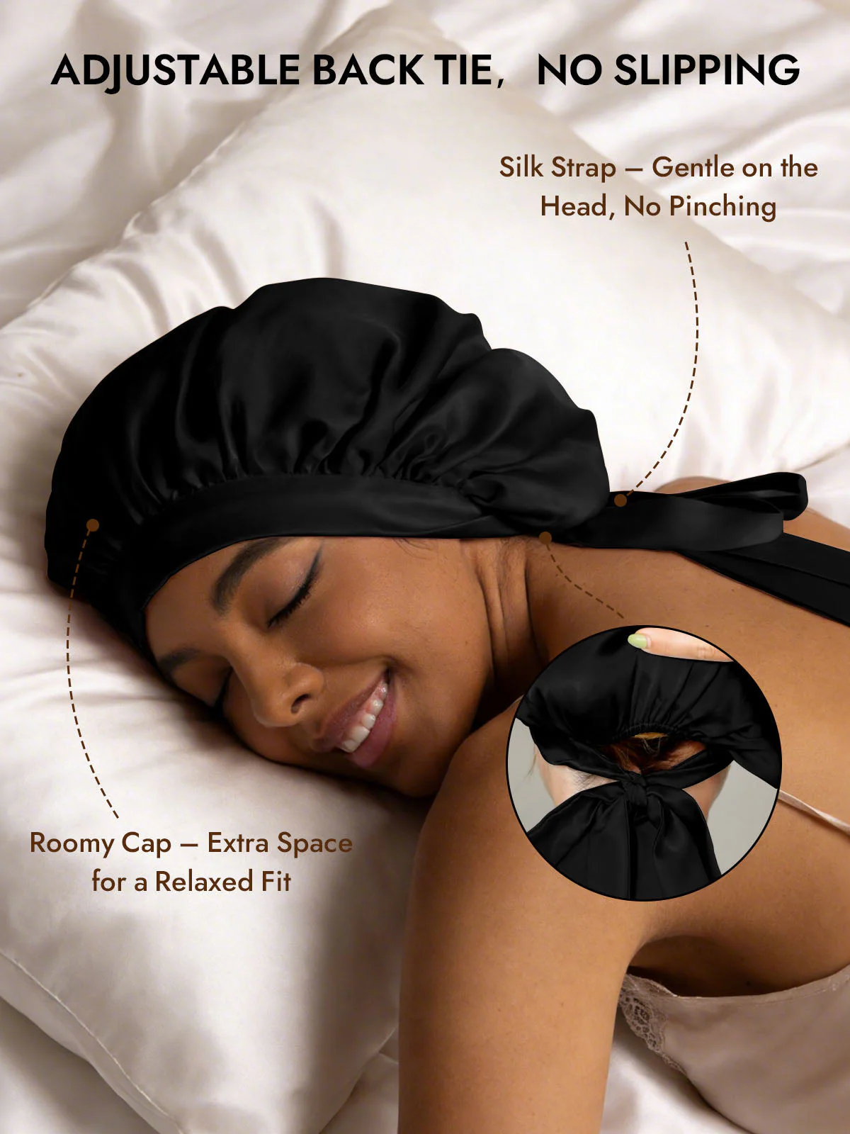Women's Mulberry Silk Bonnet with Long Ribbons - Image 11