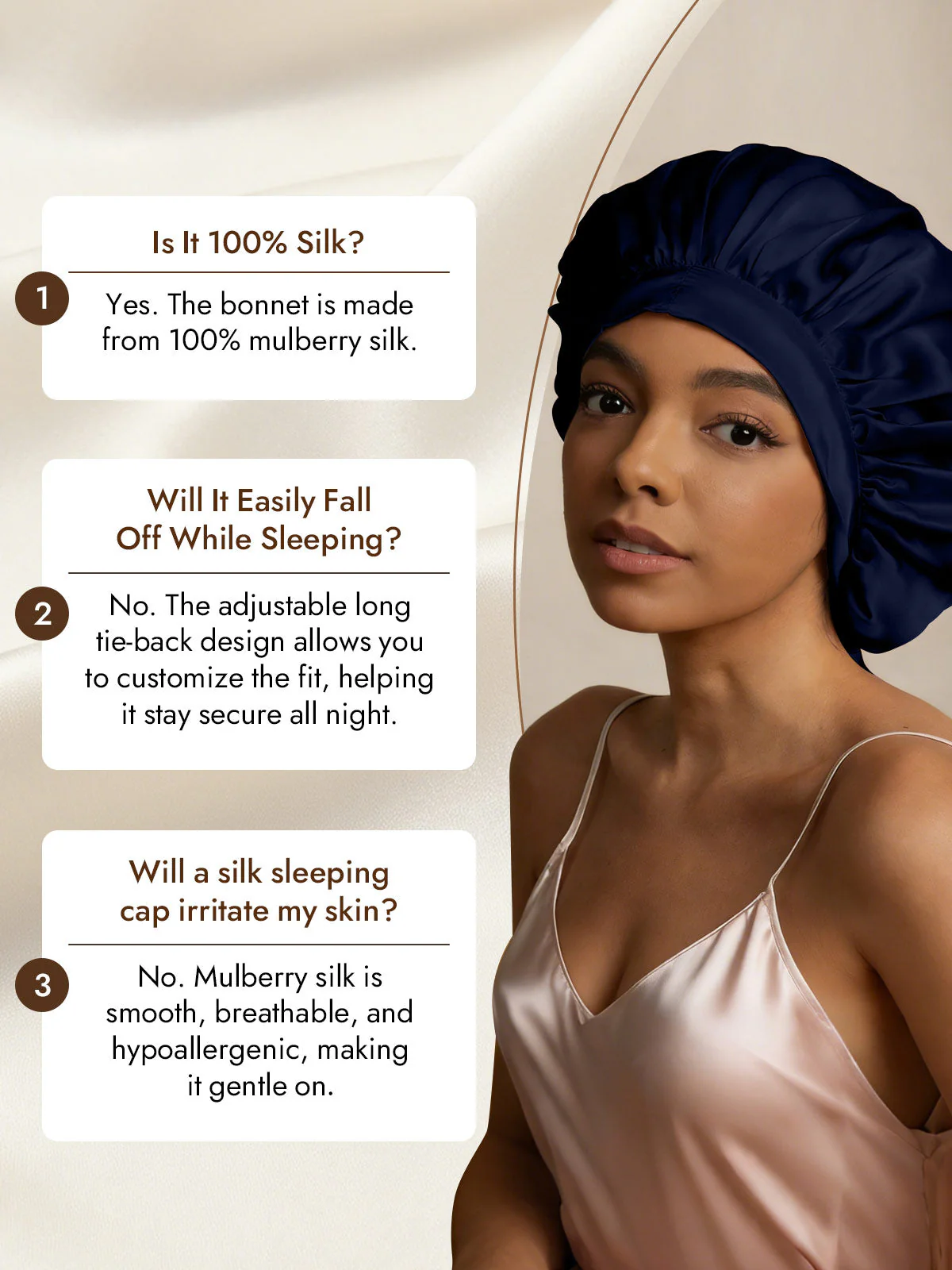 Women's Mulberry Silk Bonnet with Long Ribbons - Image 21