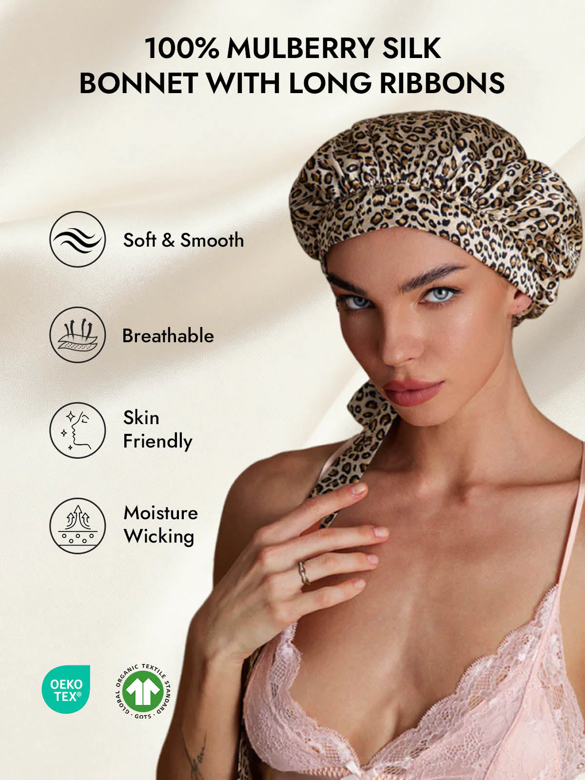 Women's Mulberry Silk Bonnet with Long Ribbons - Image 23