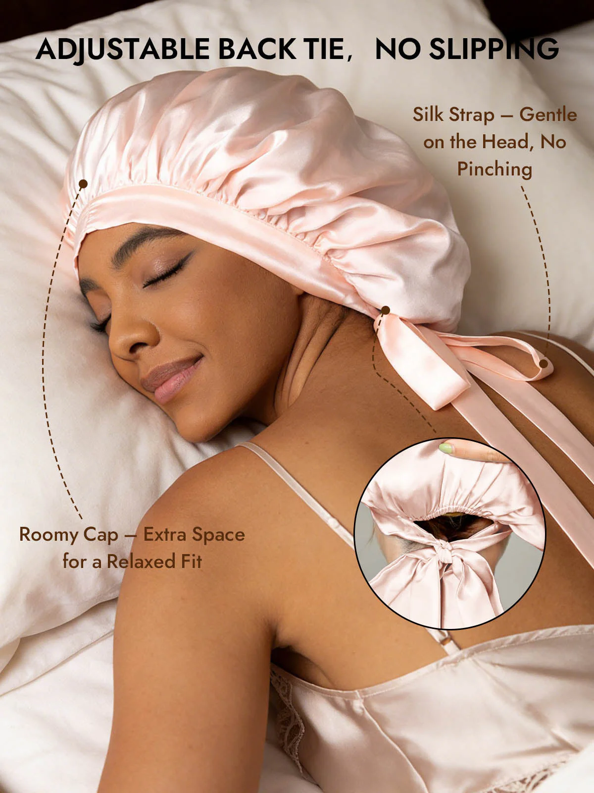 Women's Mulberry Silk Bonnet with Long Ribbons - Image 32