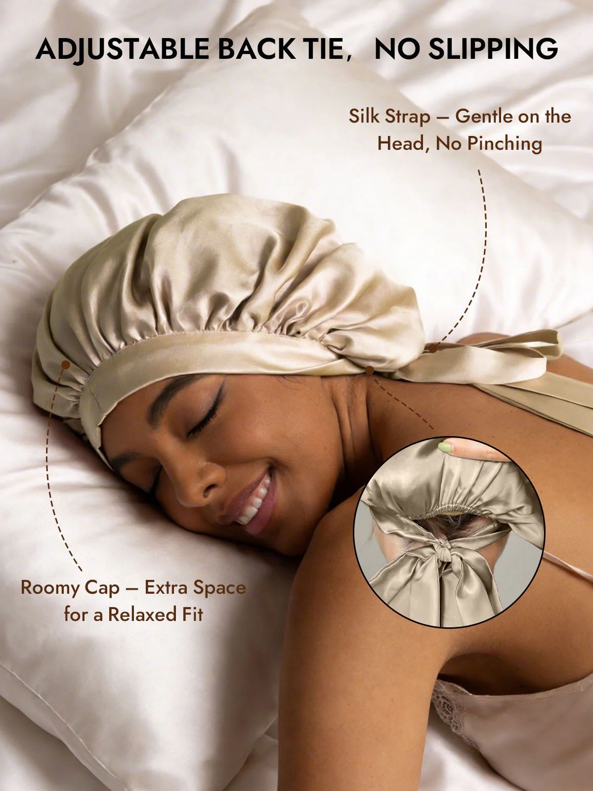 Women's Mulberry Silk Bonnet with Long Ribbons - Image 39