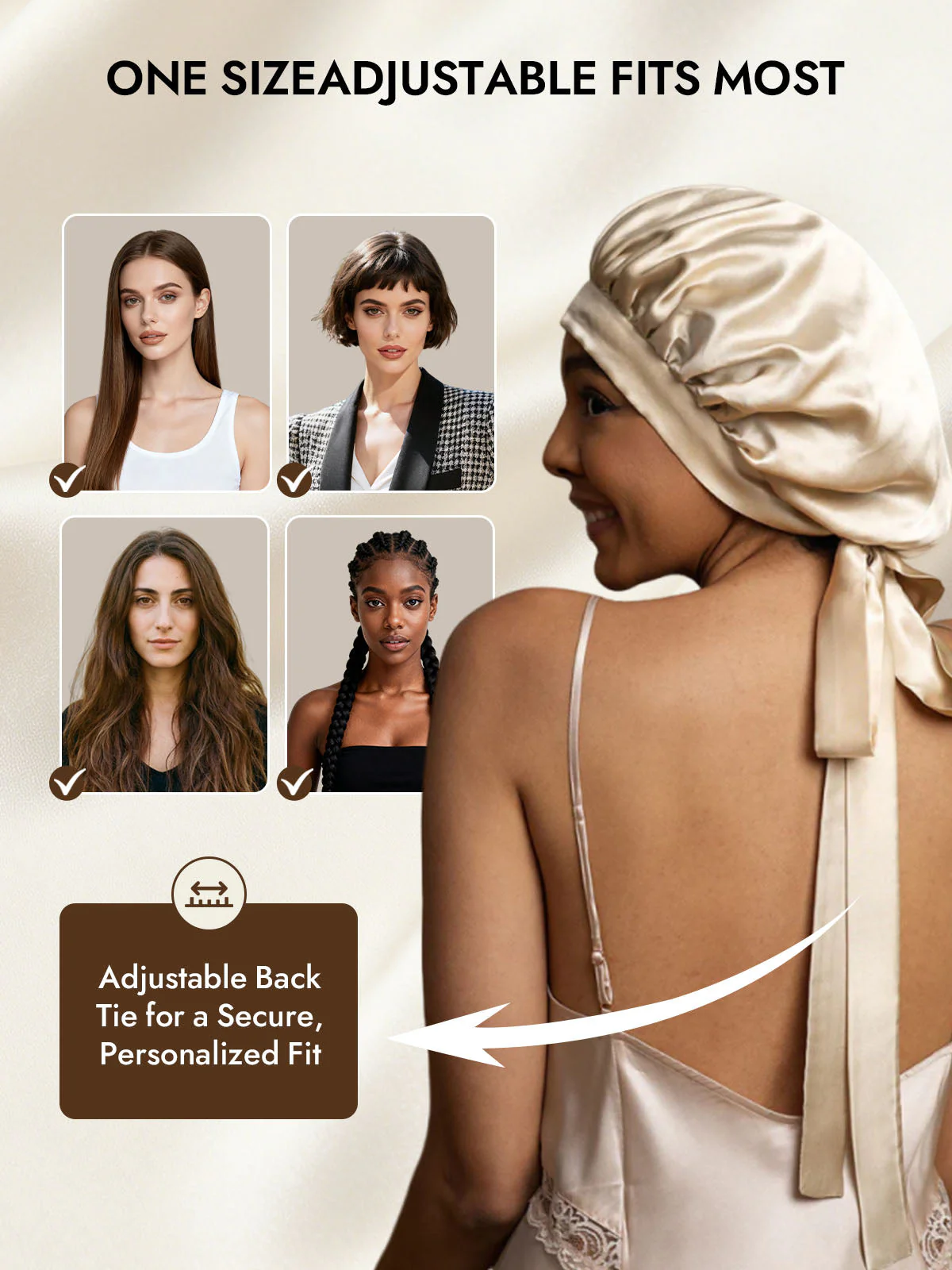Women's Mulberry Silk Bonnet with Long Ribbons - Image 40