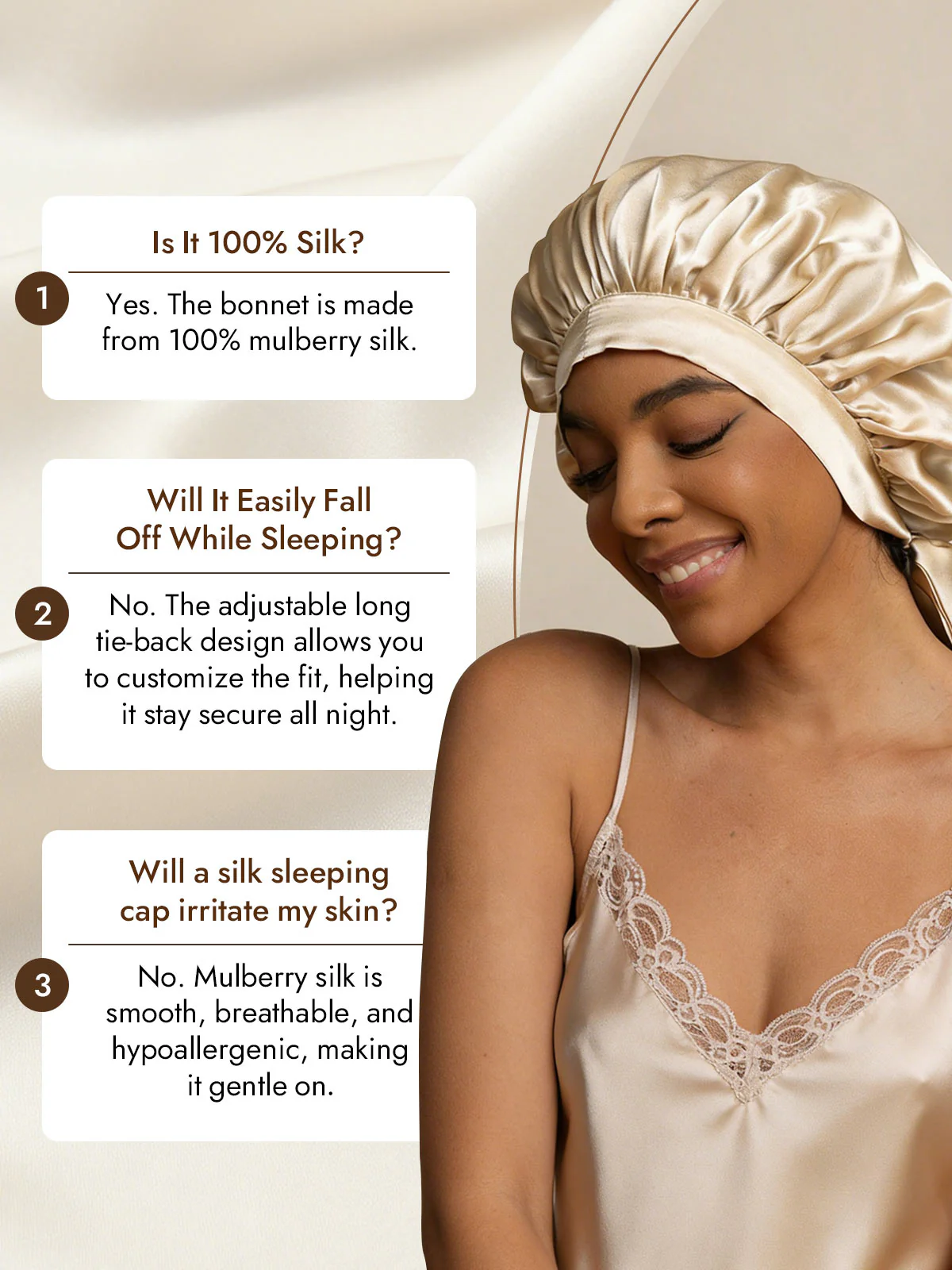 Women's Mulberry Silk Bonnet with Long Ribbons - Image 42