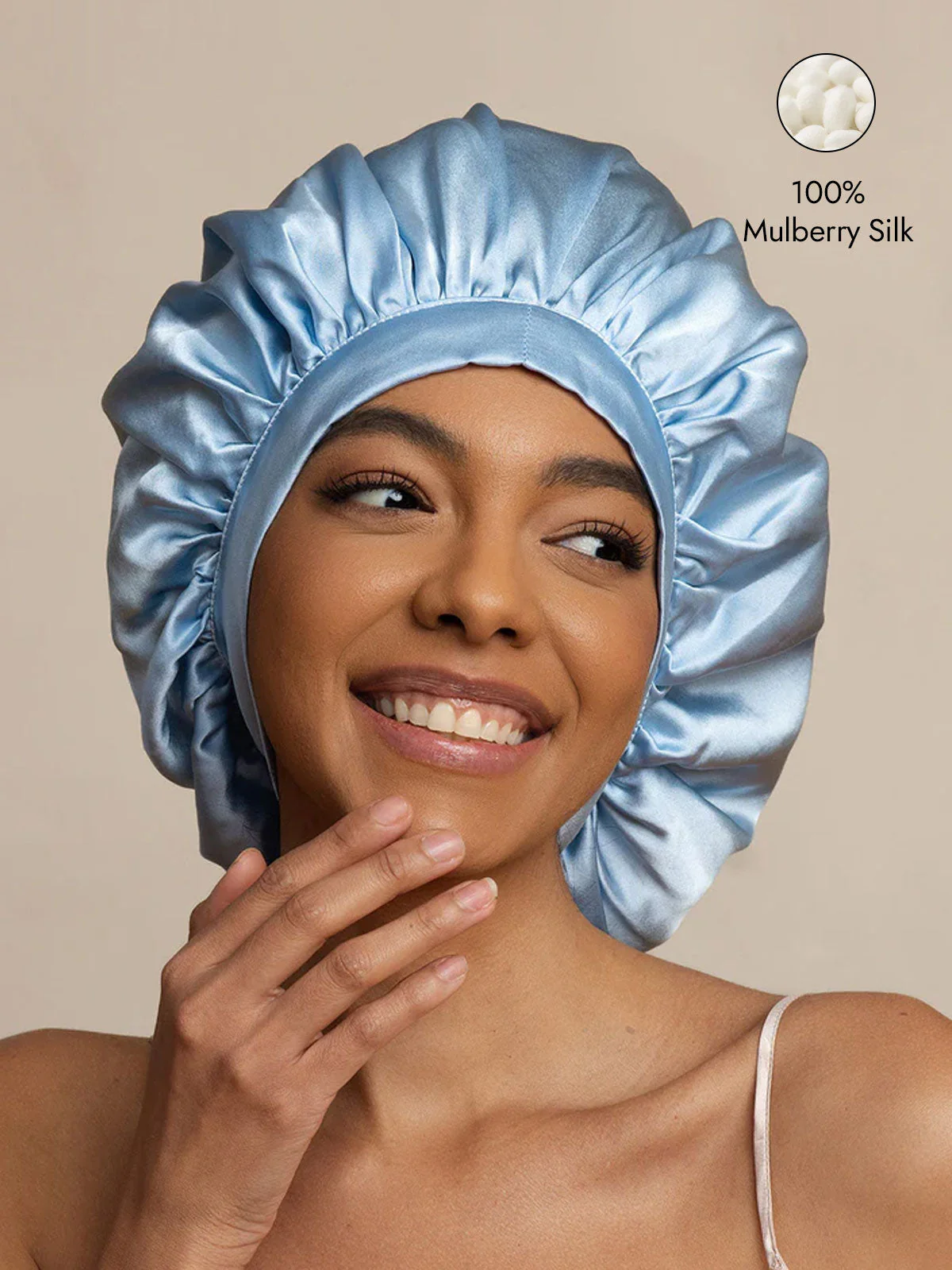 Women's Mulberry Silk Bonnet with Long Ribbons - Image 43