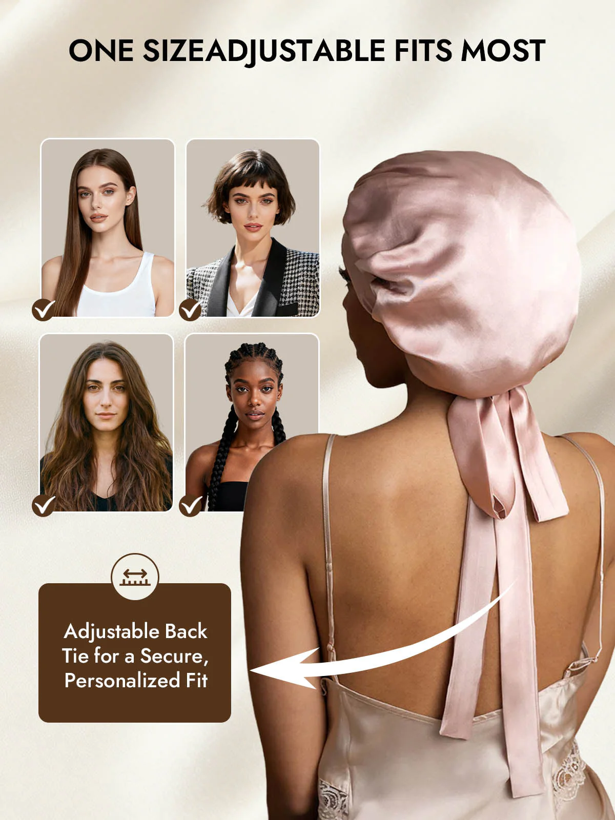 Women's Mulberry Silk Bonnet with Long Ribbons - Image 5