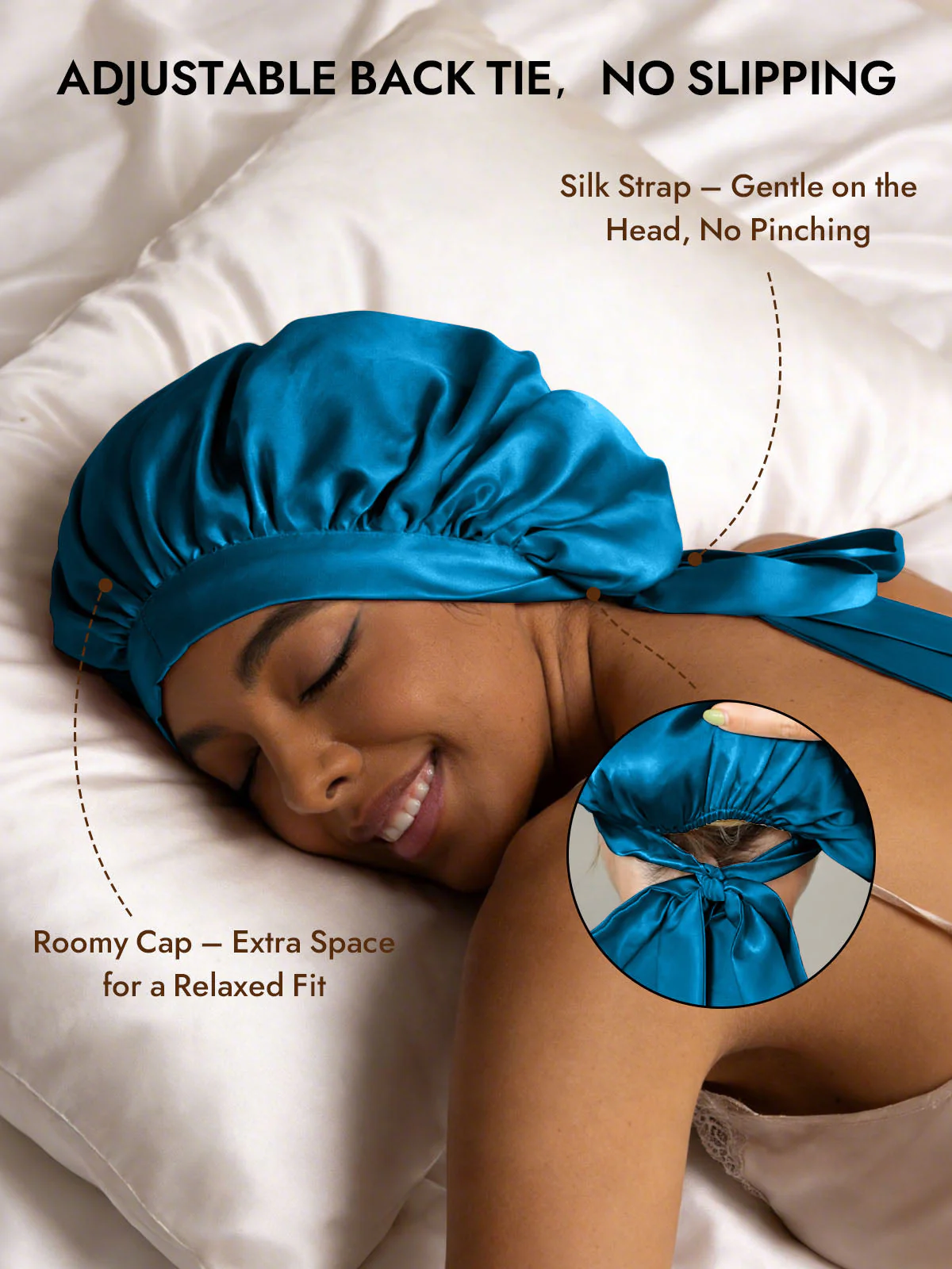 Women's Mulberry Silk Bonnet with Long Ribbons - Image 53