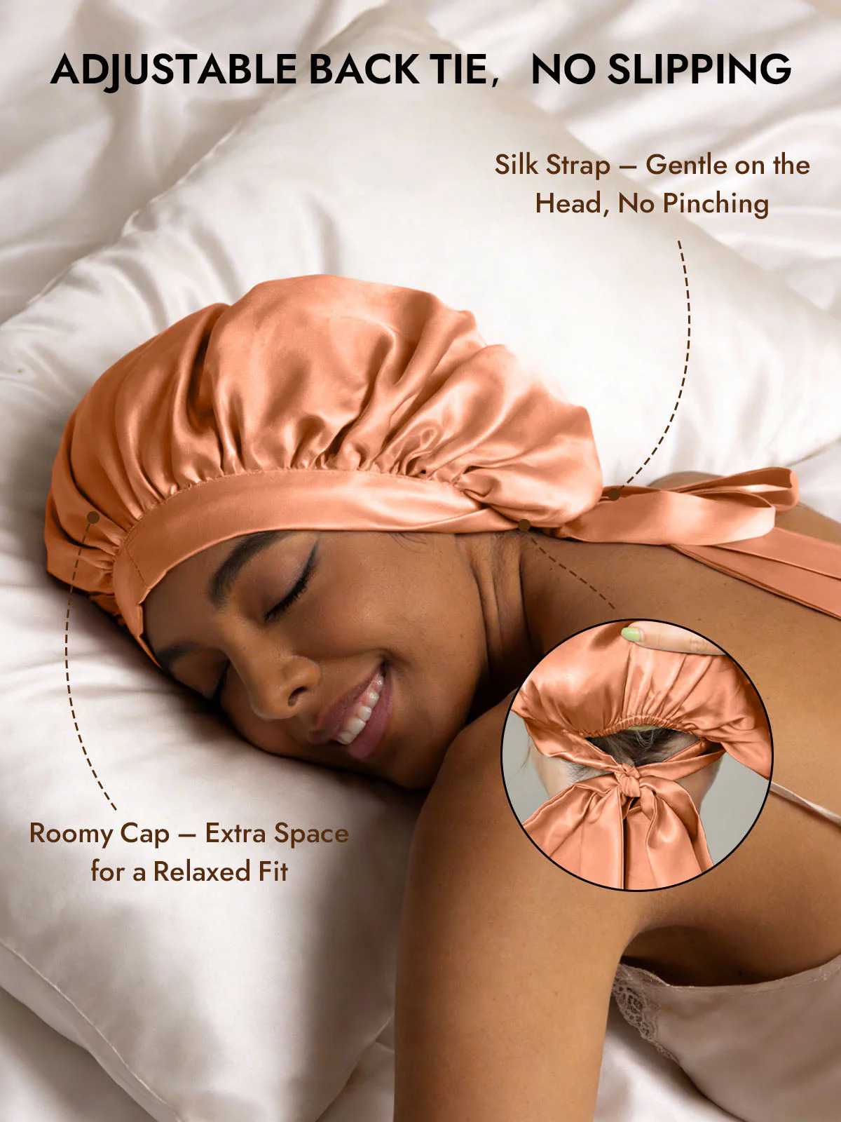 Women's Mulberry Silk Bonnet with Long Ribbons - Image 60