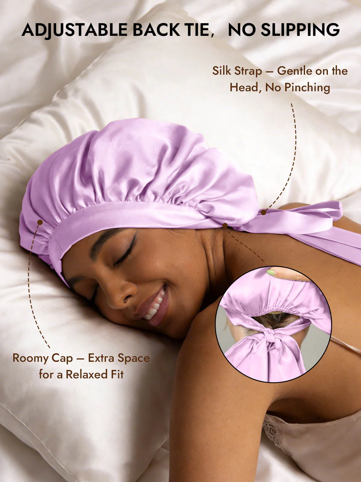 Women's Mulberry Silk Bonnet with Long Ribbons - Image 67