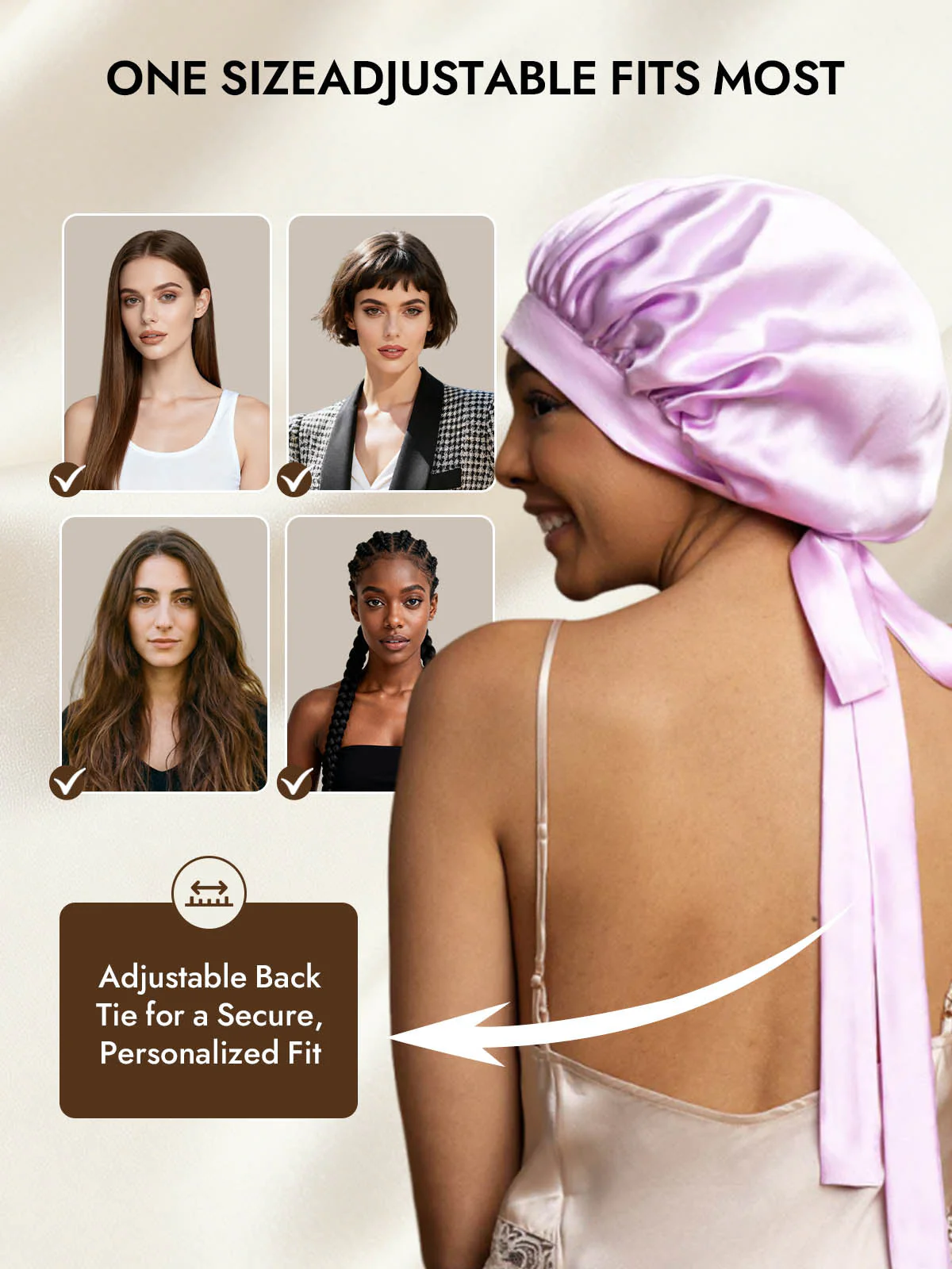 Women's Mulberry Silk Bonnet with Long Ribbons - Image 68