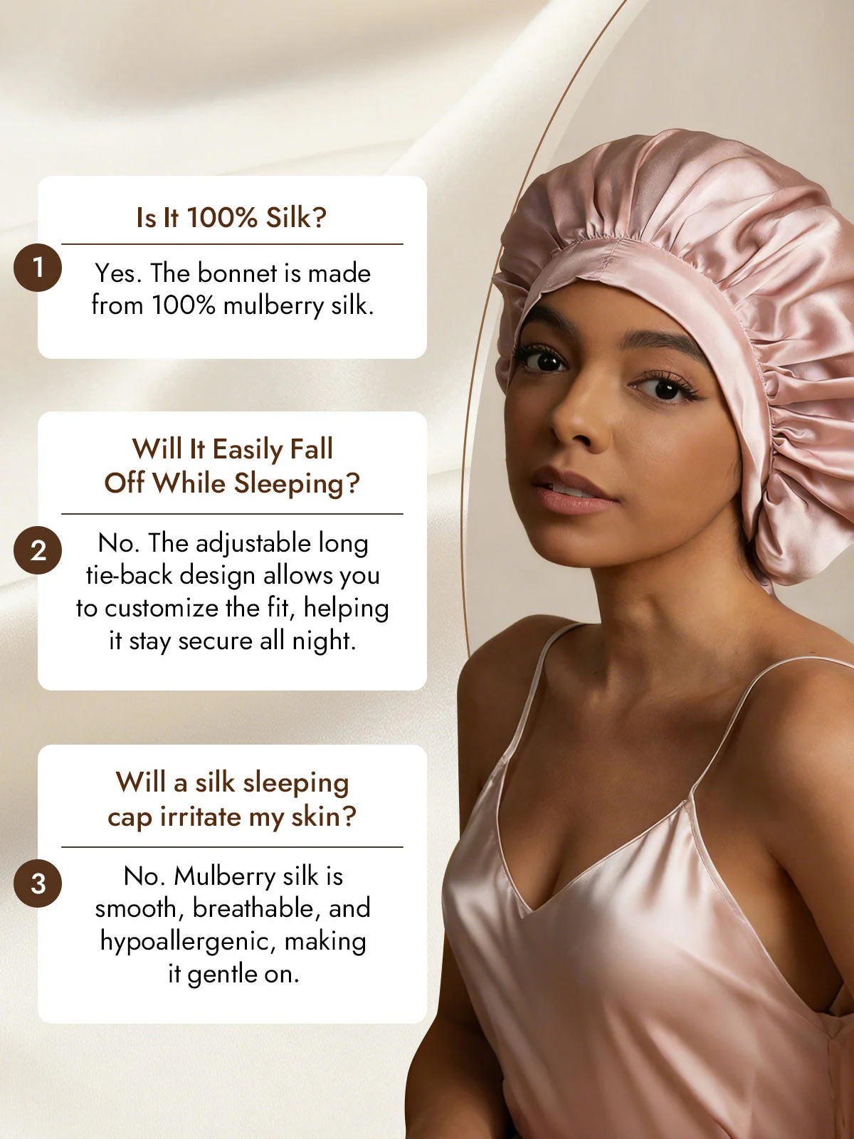 Women's Mulberry Silk Bonnet with Long Ribbons - Image 7